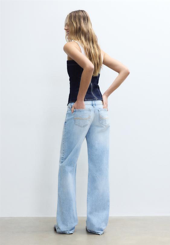 recht model jeans met lage taille en hamerlussen