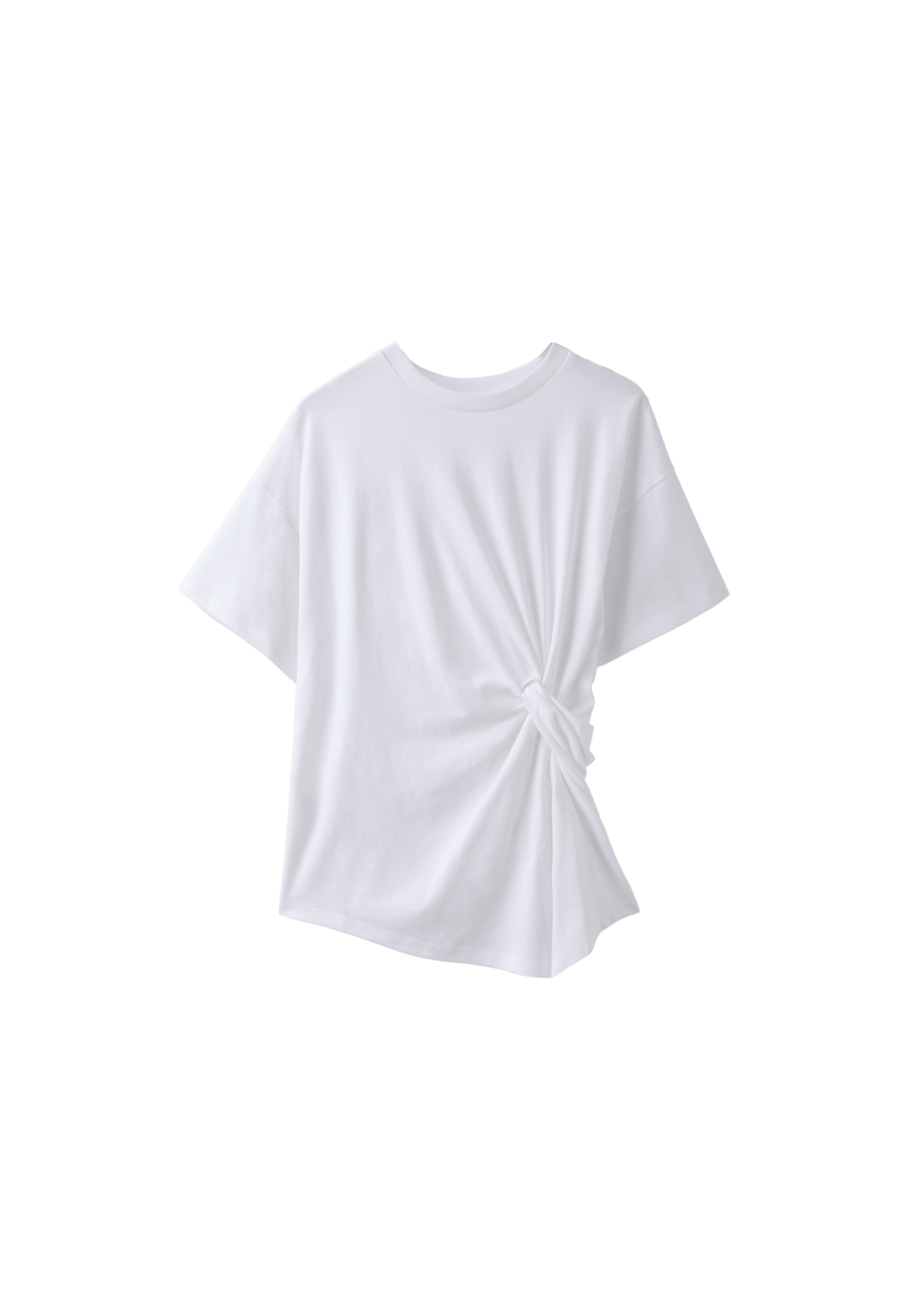 Short sleeve knot-detail T-shirt — Ecru