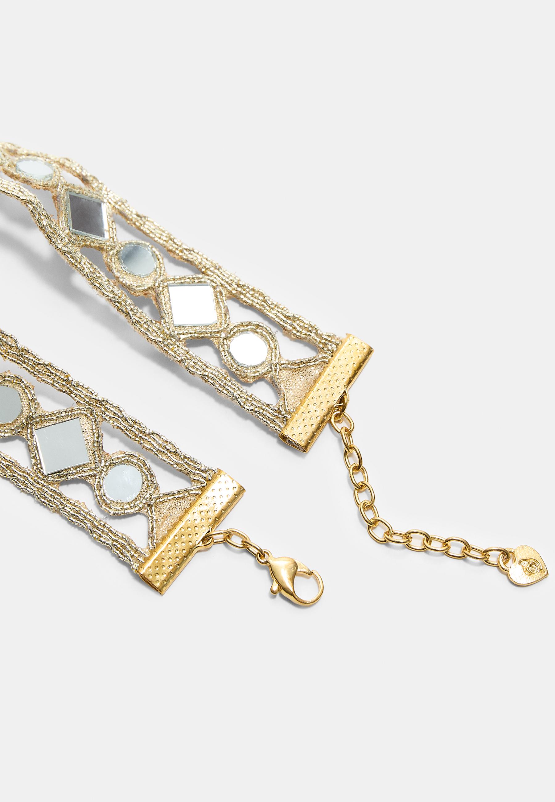 Mirror choker necklace — Gold