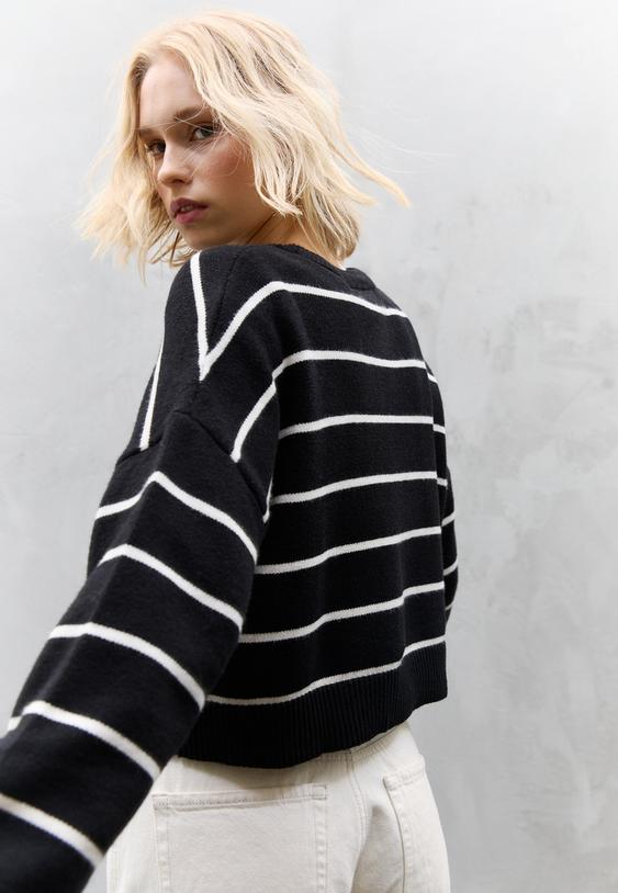 jersey punto crop rayas