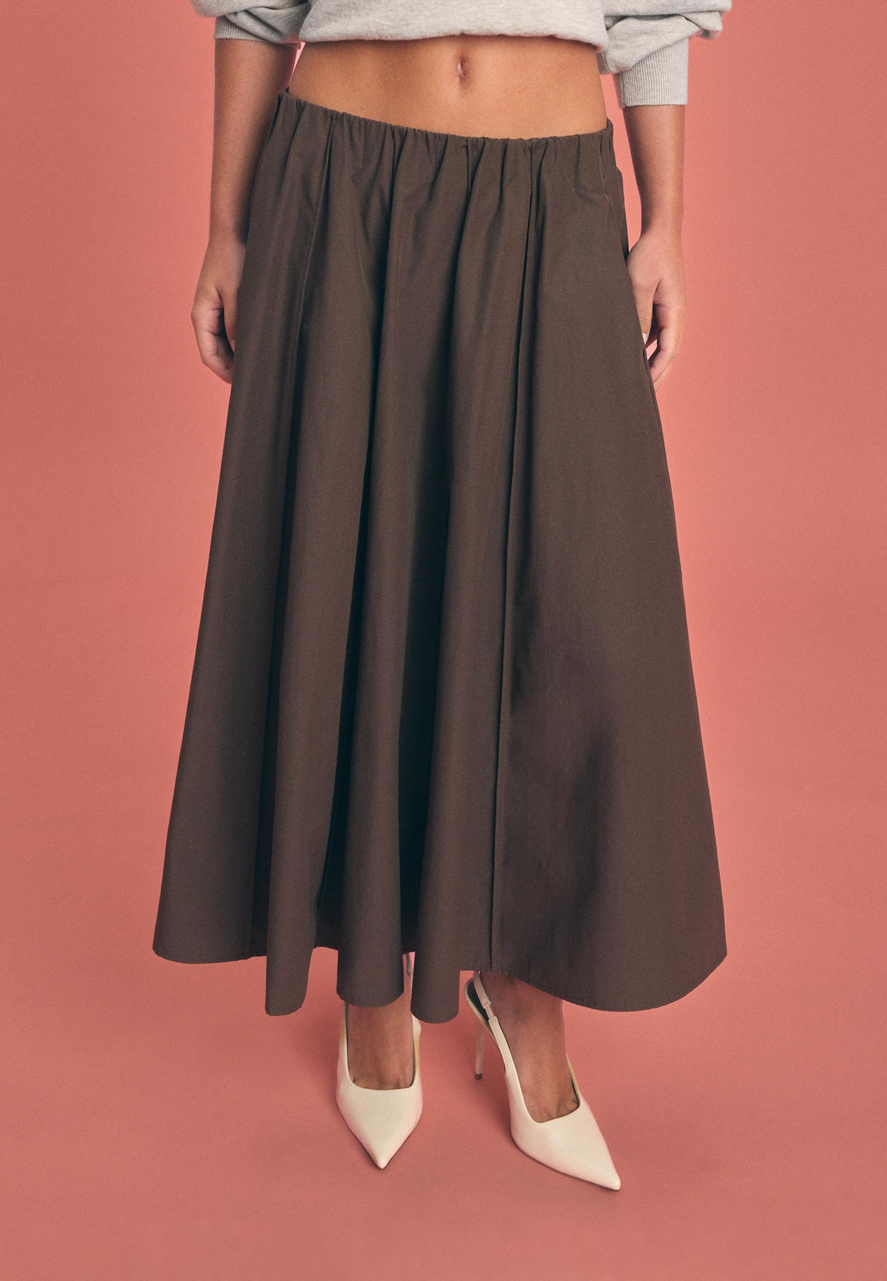Poplin seam skirt — Brown