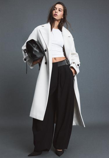 Long oversize soft-touch coat — White 2