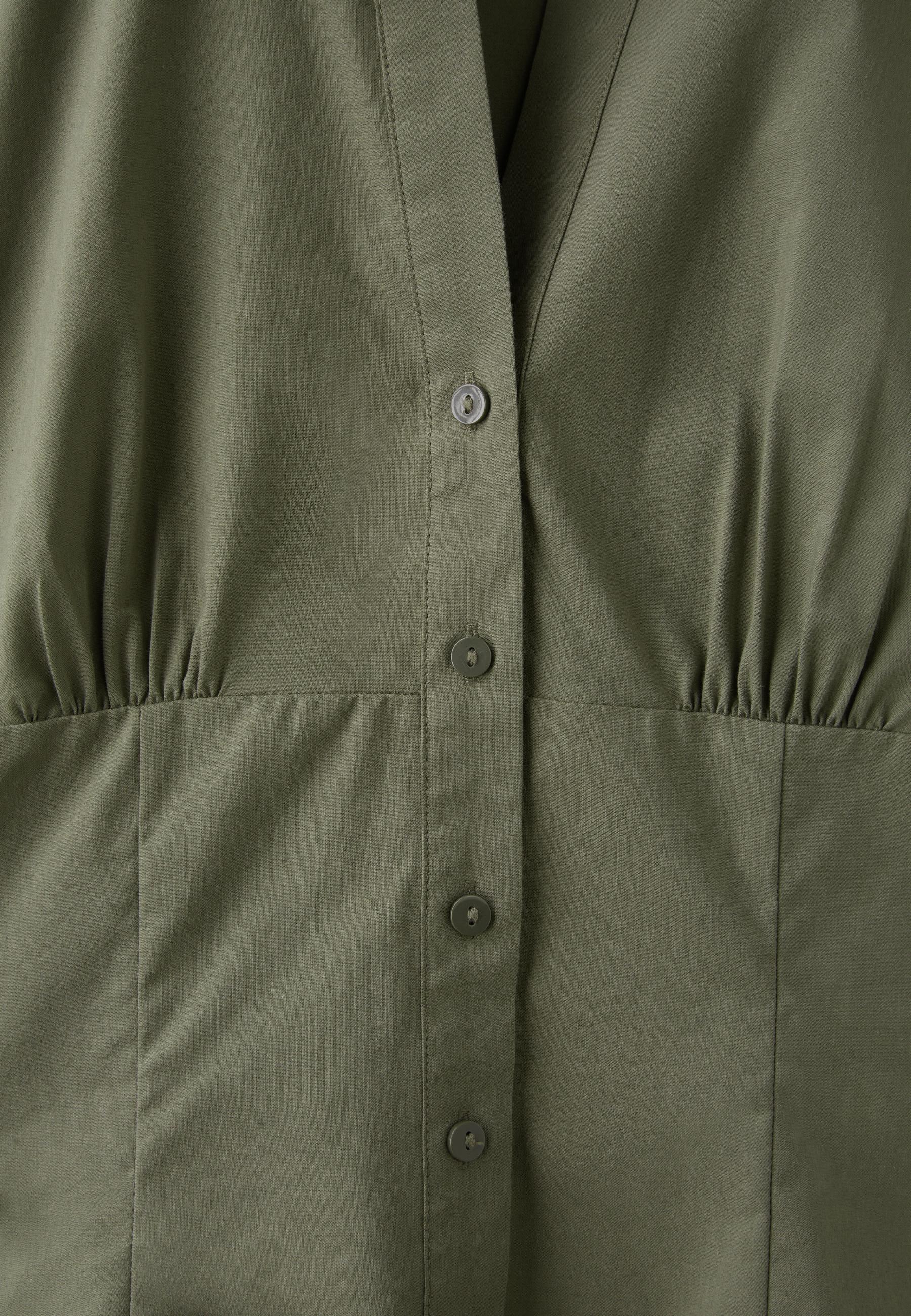 Short sleeve shirt with underbust seam — Khaki