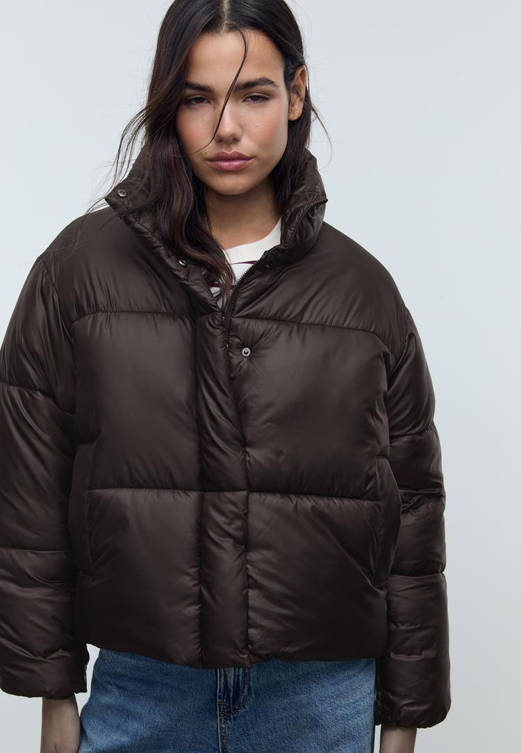satin effect puffer jacket