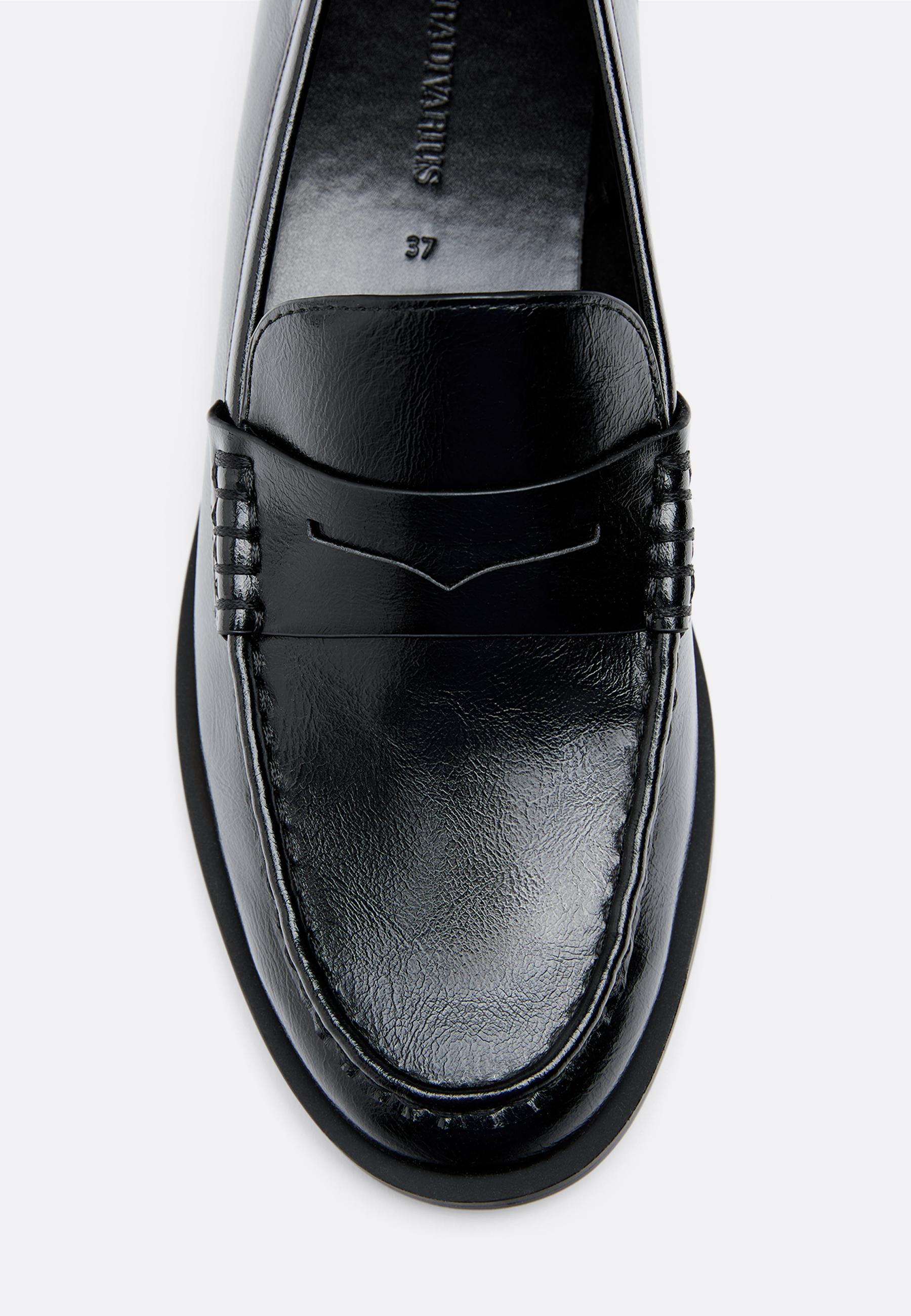 Black leather effect loafers — BLACK