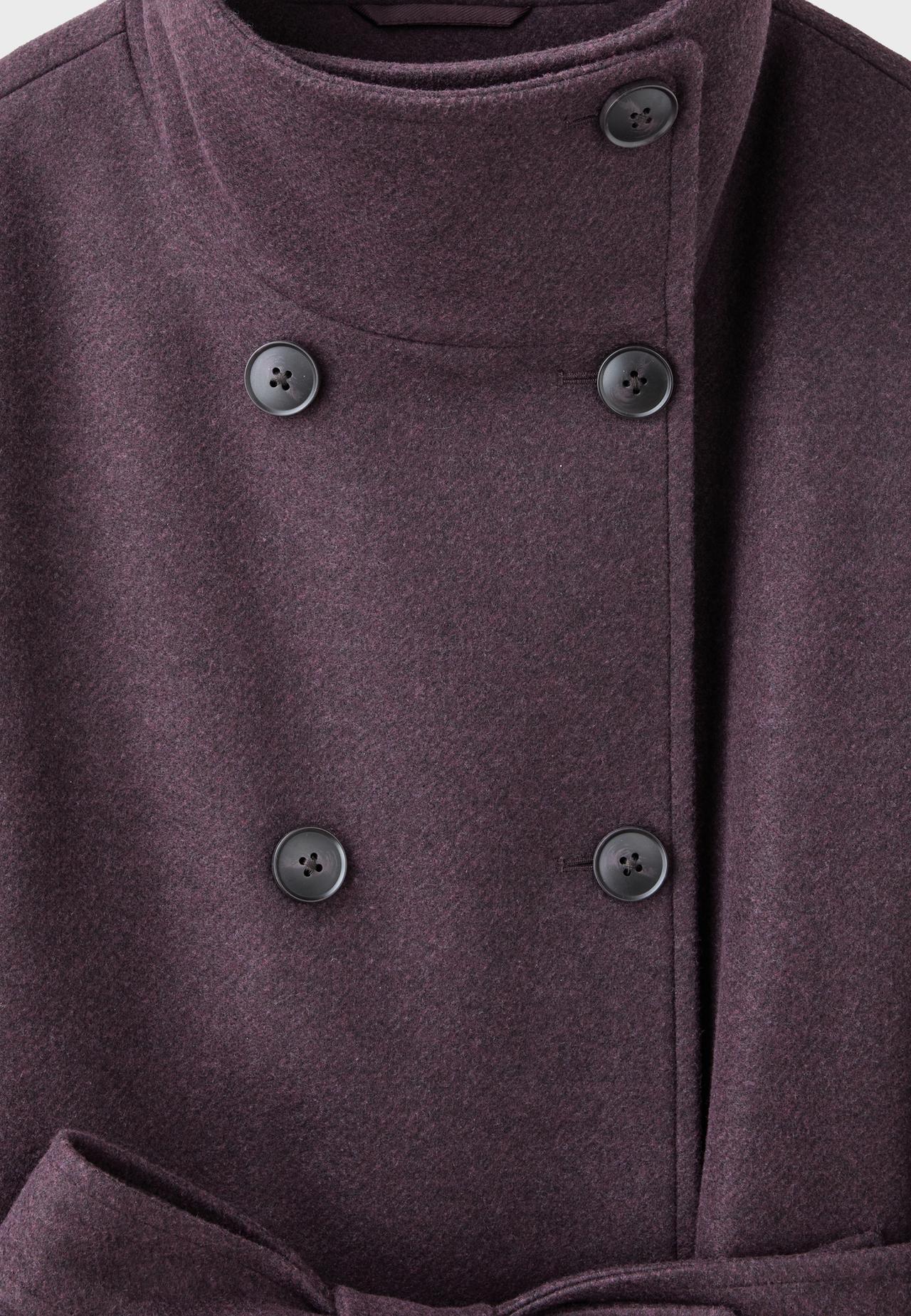 Soft-touch high neck long coat — Purple
