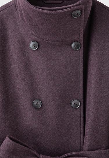 Soft-touch high neck long coat — Purple 10