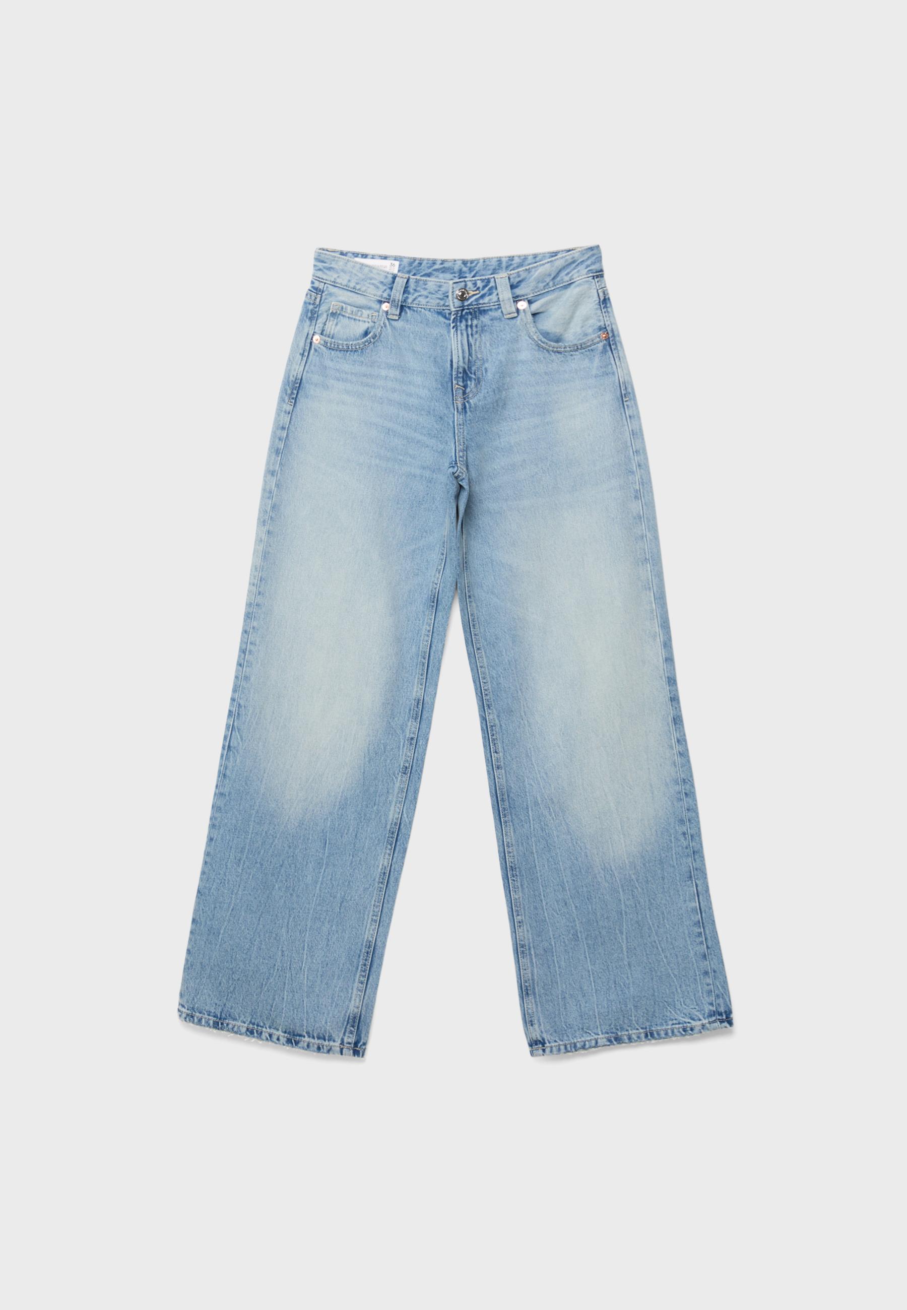 Low-rise wide-leg jeans with star detail — OVERDYED BLUE DENIM