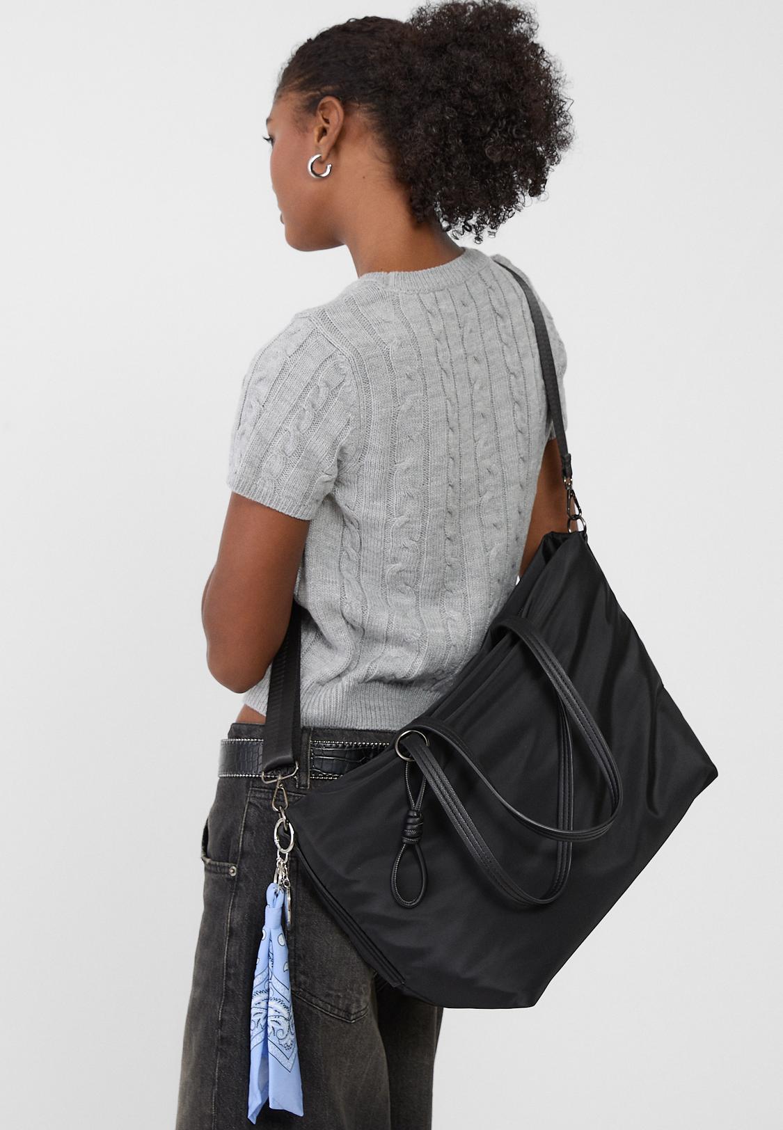 Fabric Grey Satchel Handbag Basic Fabric Tote Bag Women's Fashion