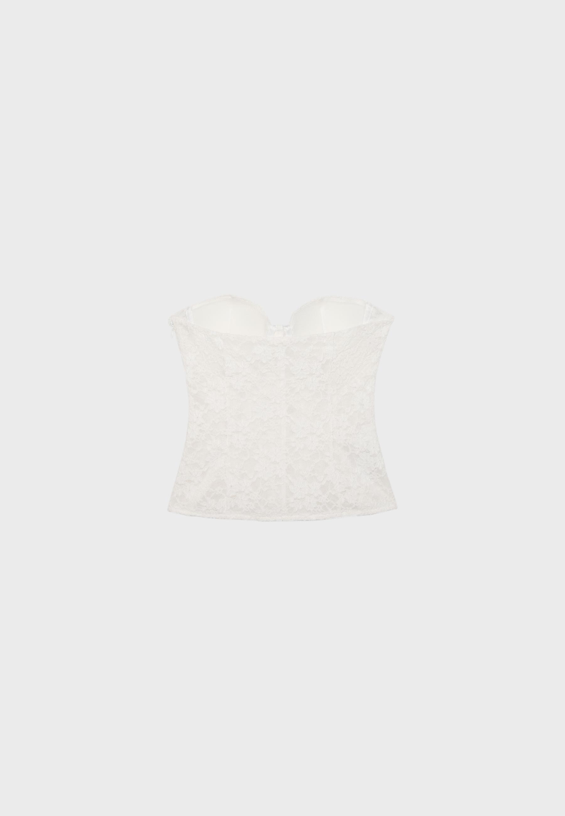 Lace corset top with stays — Ecru