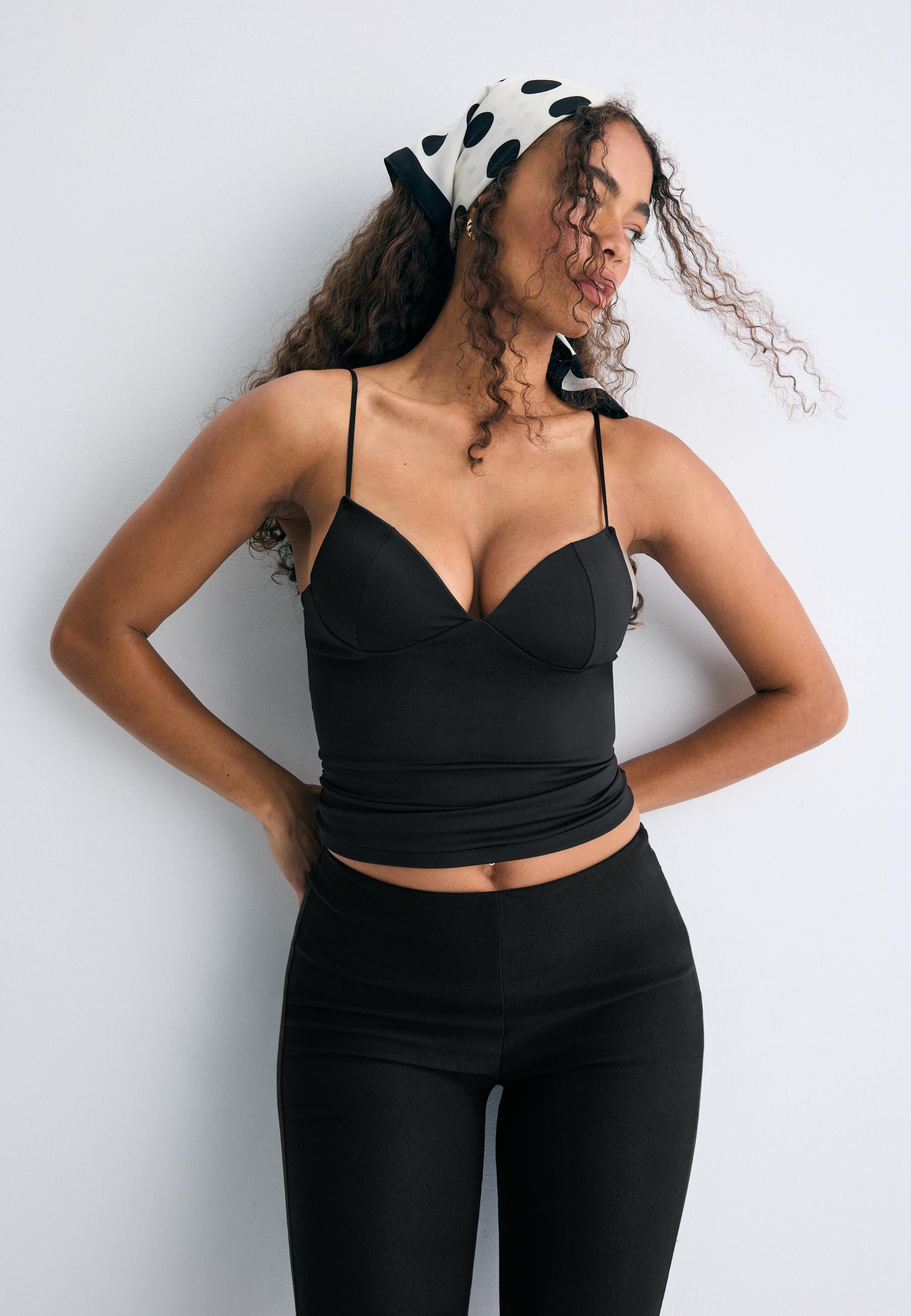 Corsetry-inspired top — Black
