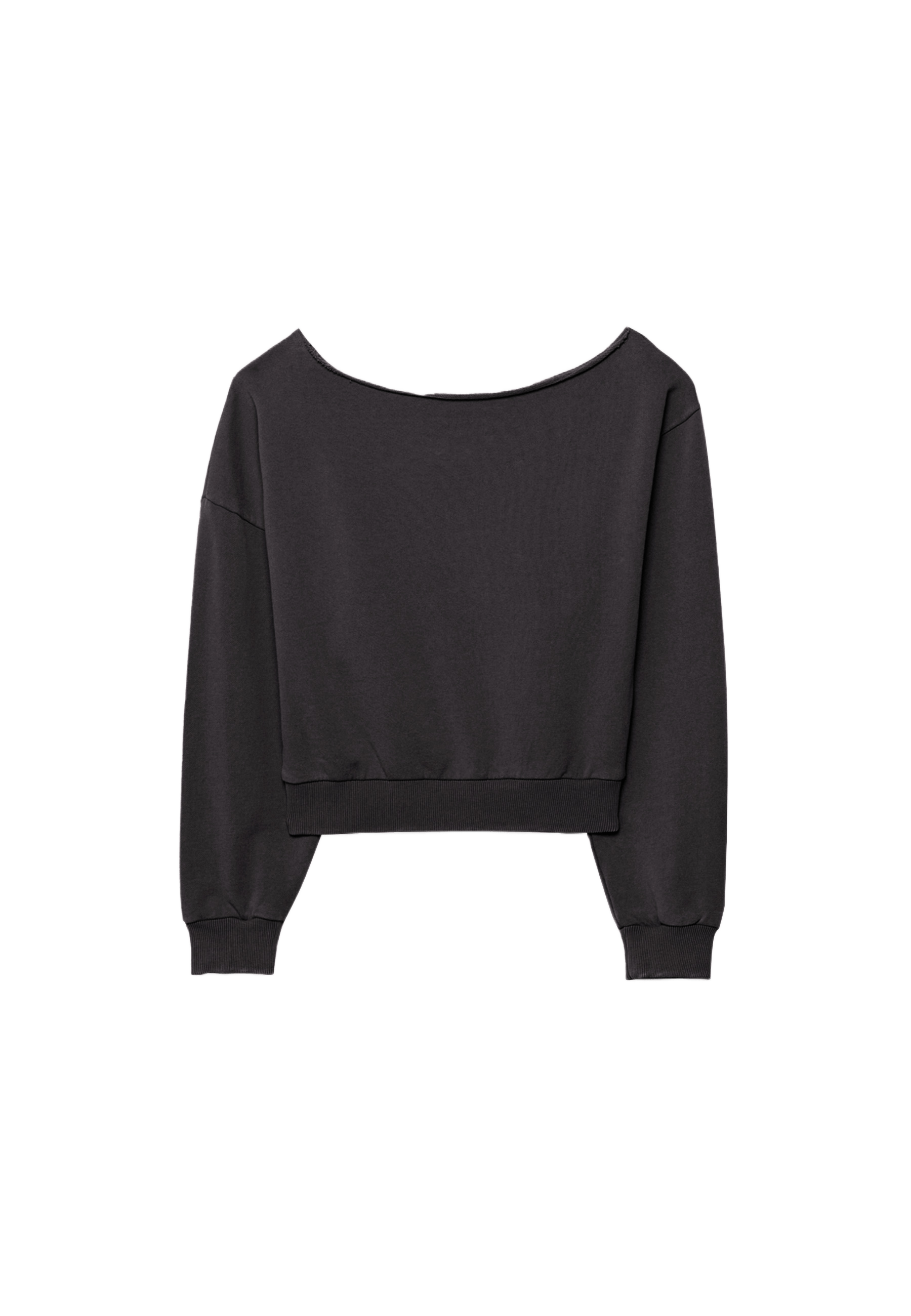 Washed effect cropped sweatshirt — Dark grey