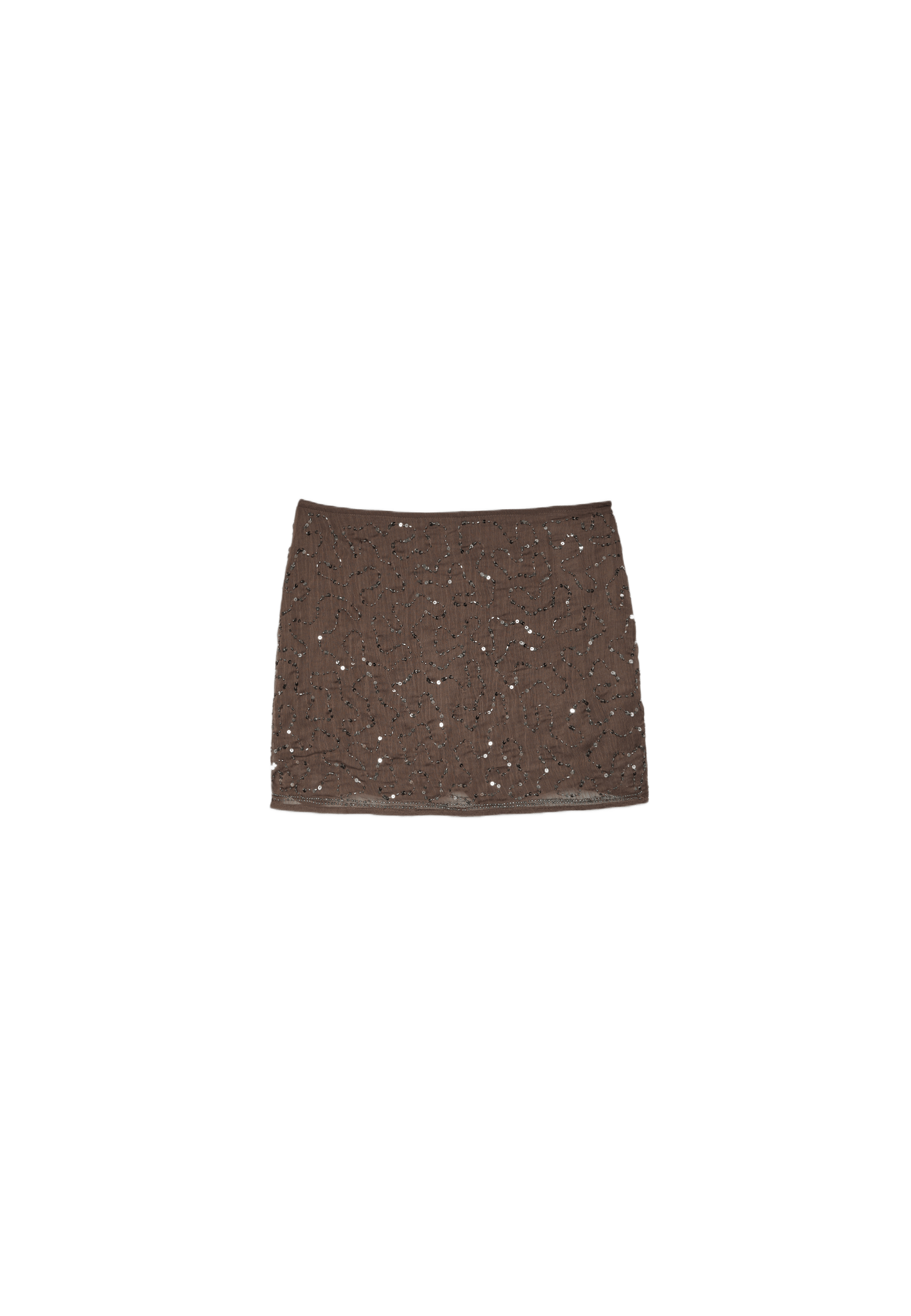 Embroidered mini skort — Brown