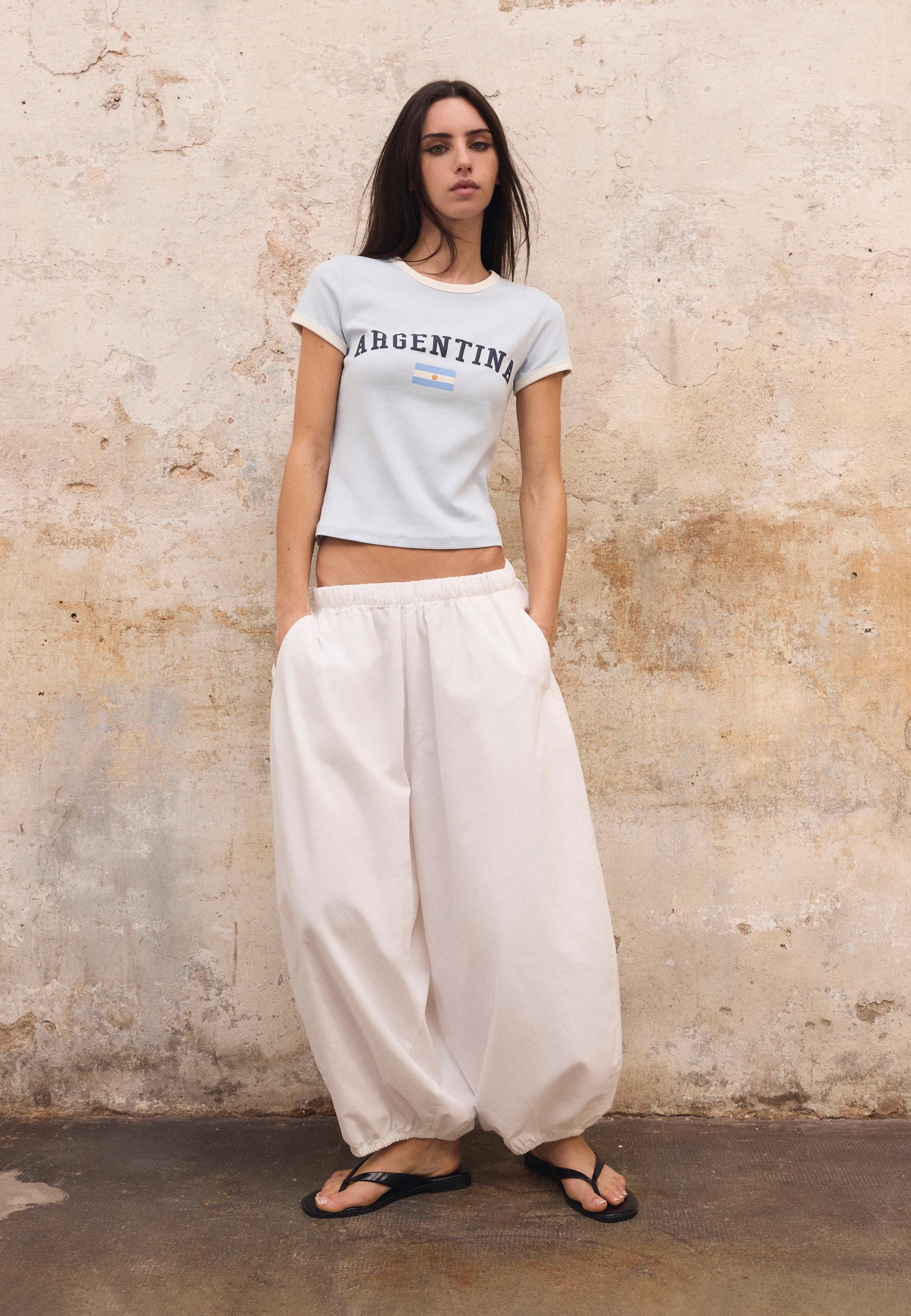 Printed short sleeve T-shirt — Sky blue