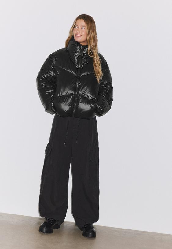 blouson court matelasse col montant