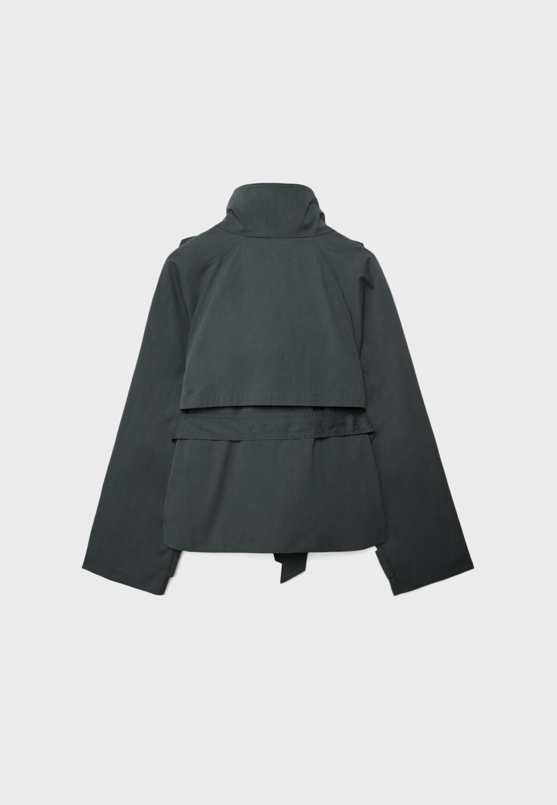 High-neck trench coat with belt - Women's fashion | Stradivarius