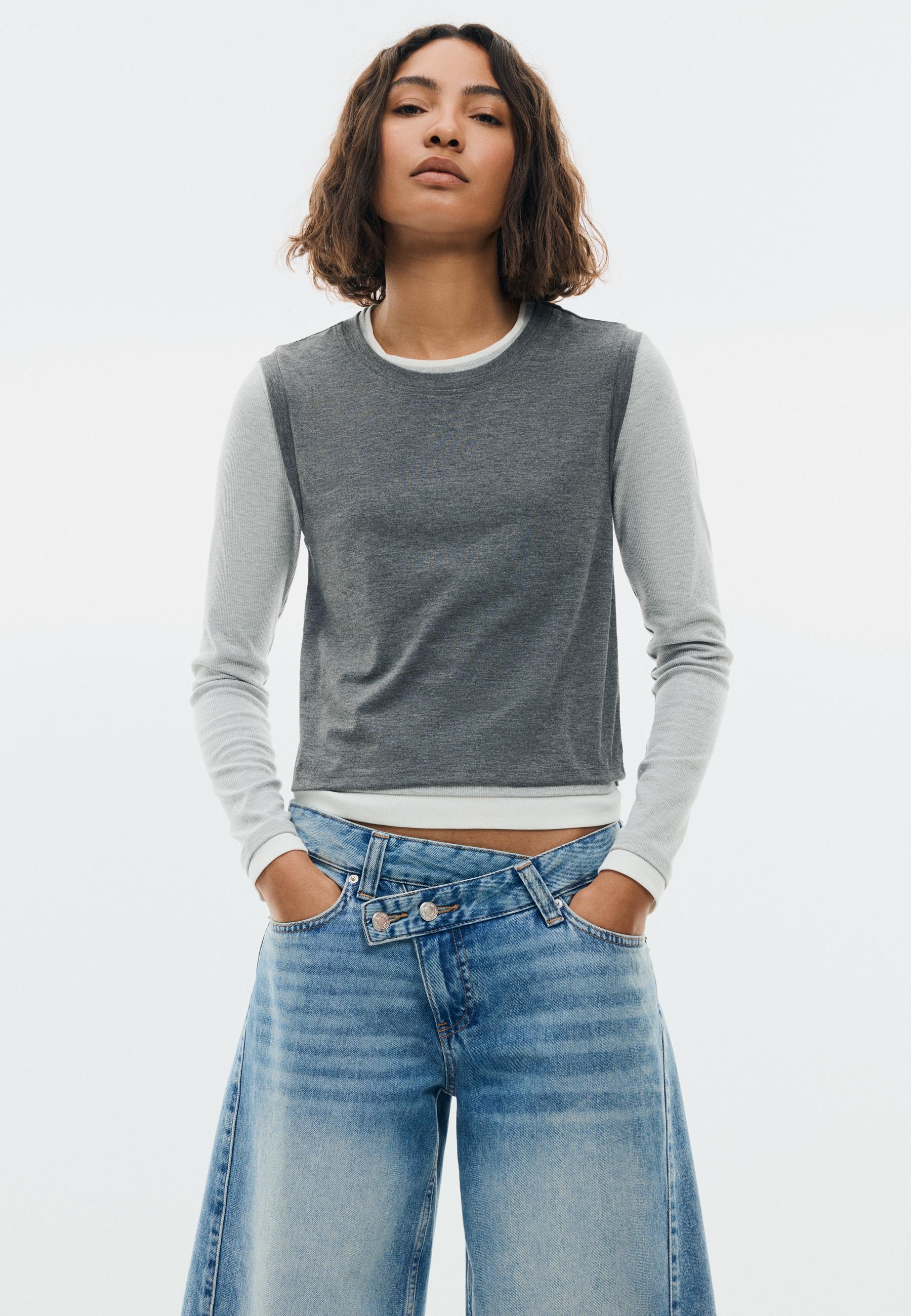 Triple garment long sleeve T-shirt — Dark grey