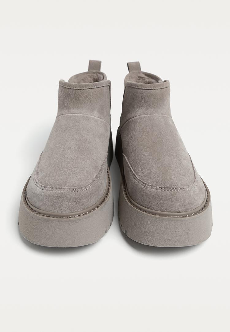 botines planos piel forro pelo