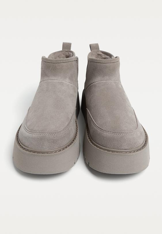 botines planos piel forro pelo