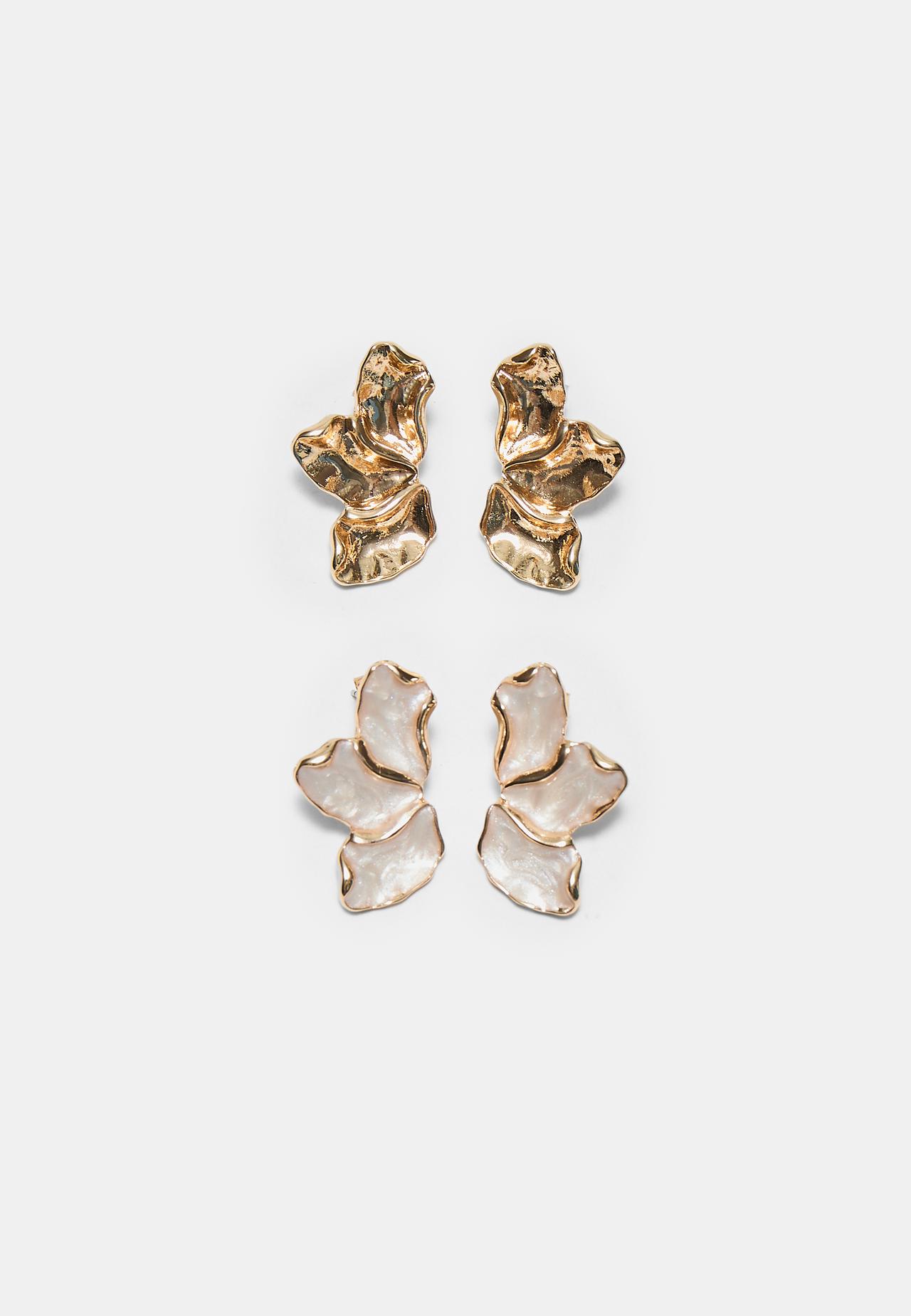 Set of 2 mini fan earrings — Gold