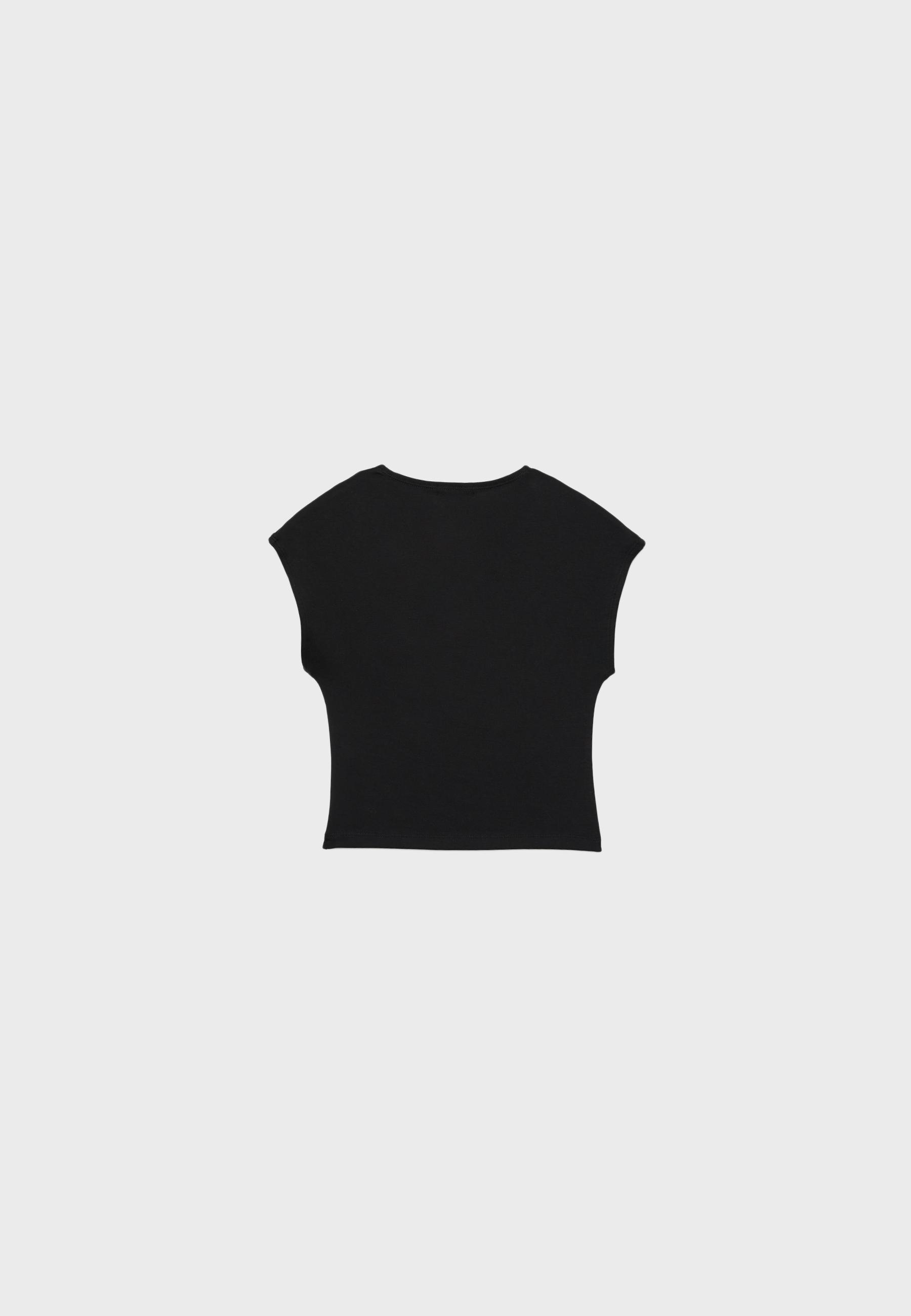 Cap sleeve cropped T-shirt — Black
