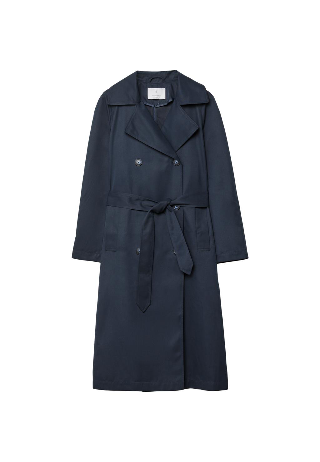 Oversize Dökümlü Uzun Trençkot