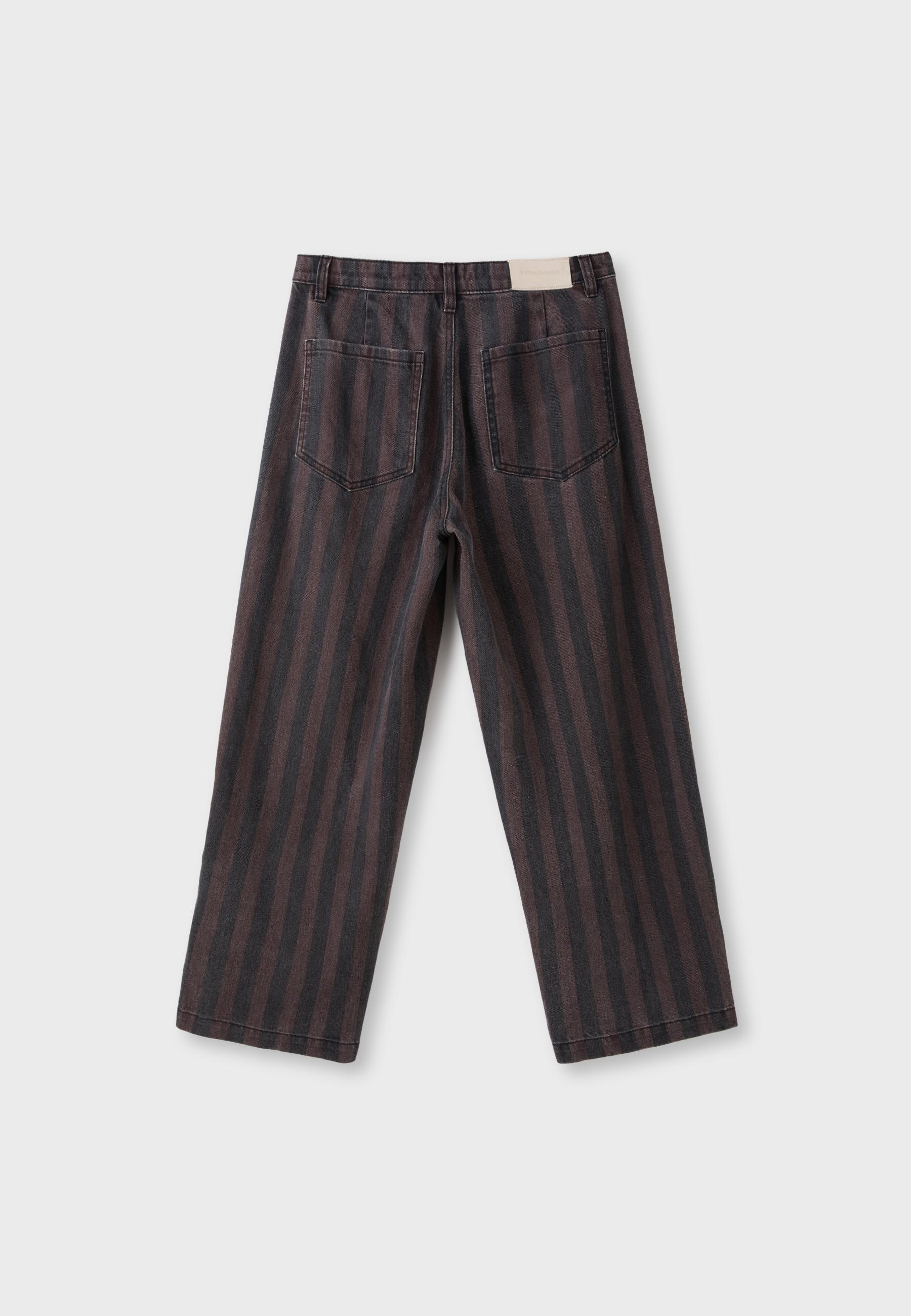 Stradivarius Çizgili dikişli barrel pantolon görsel 4