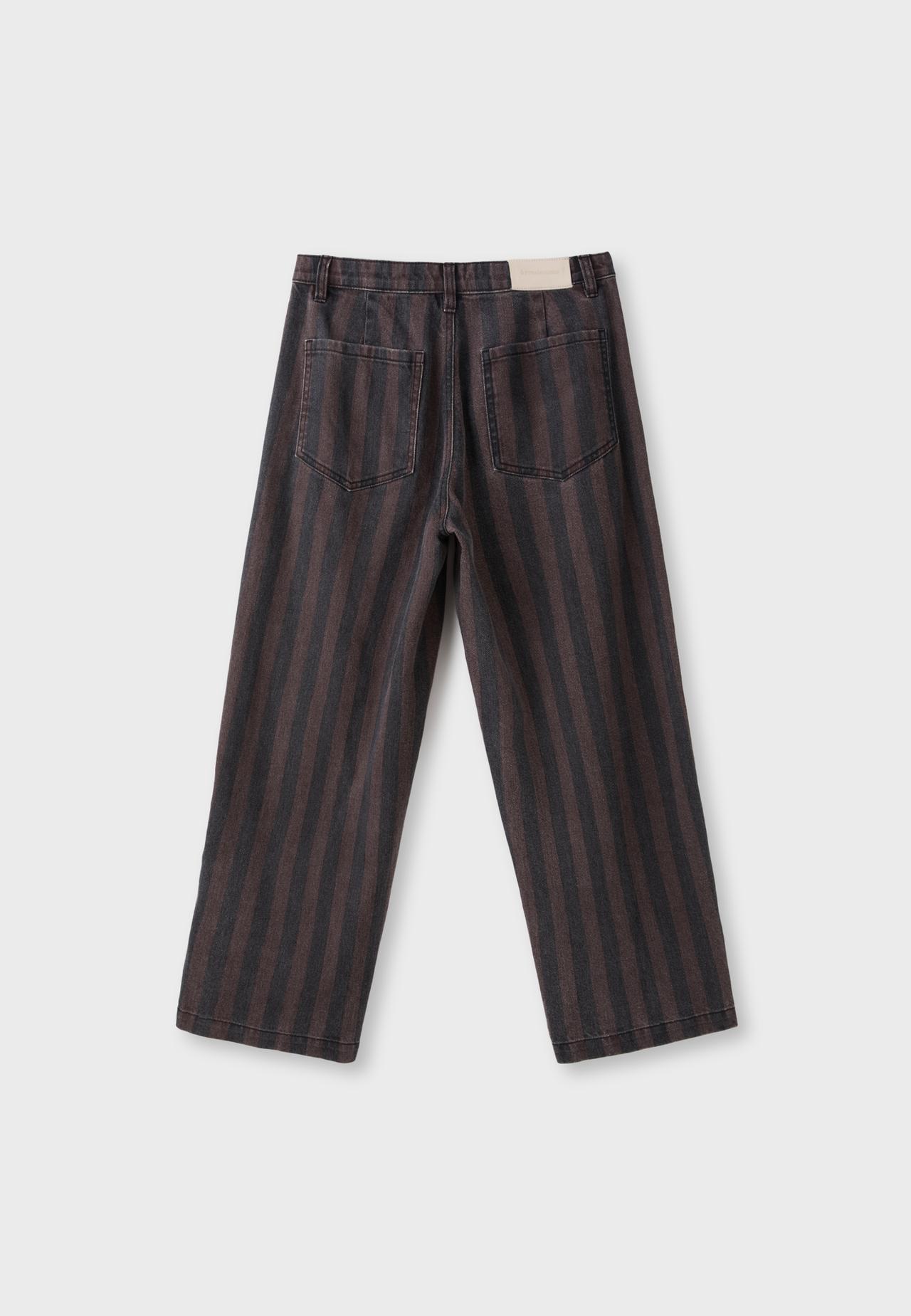 Striped seam barrel trousers — Brown