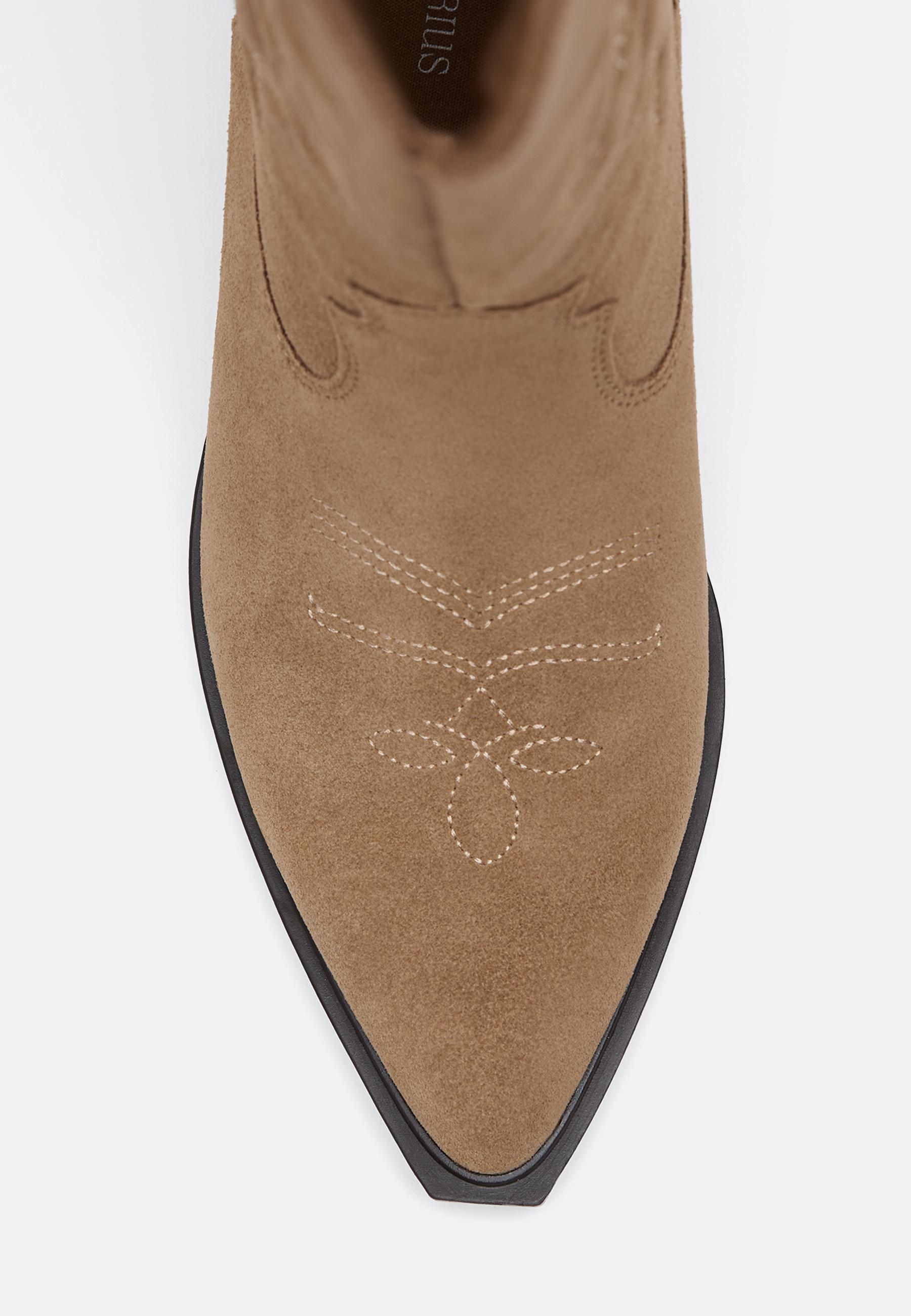 Split leather cowboy boots — BEIGE