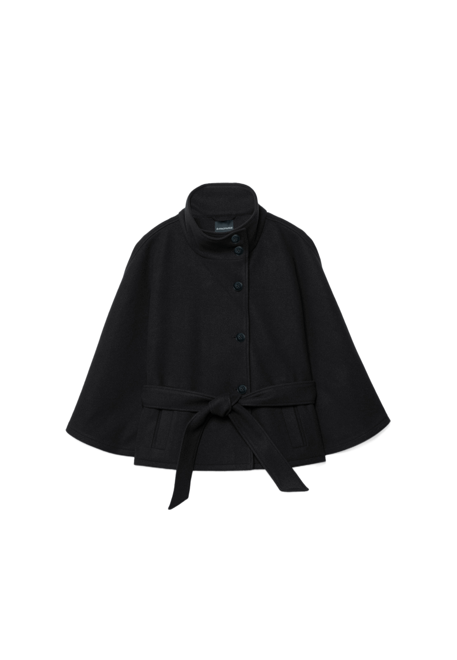 Soft-touch cape jacket — Black