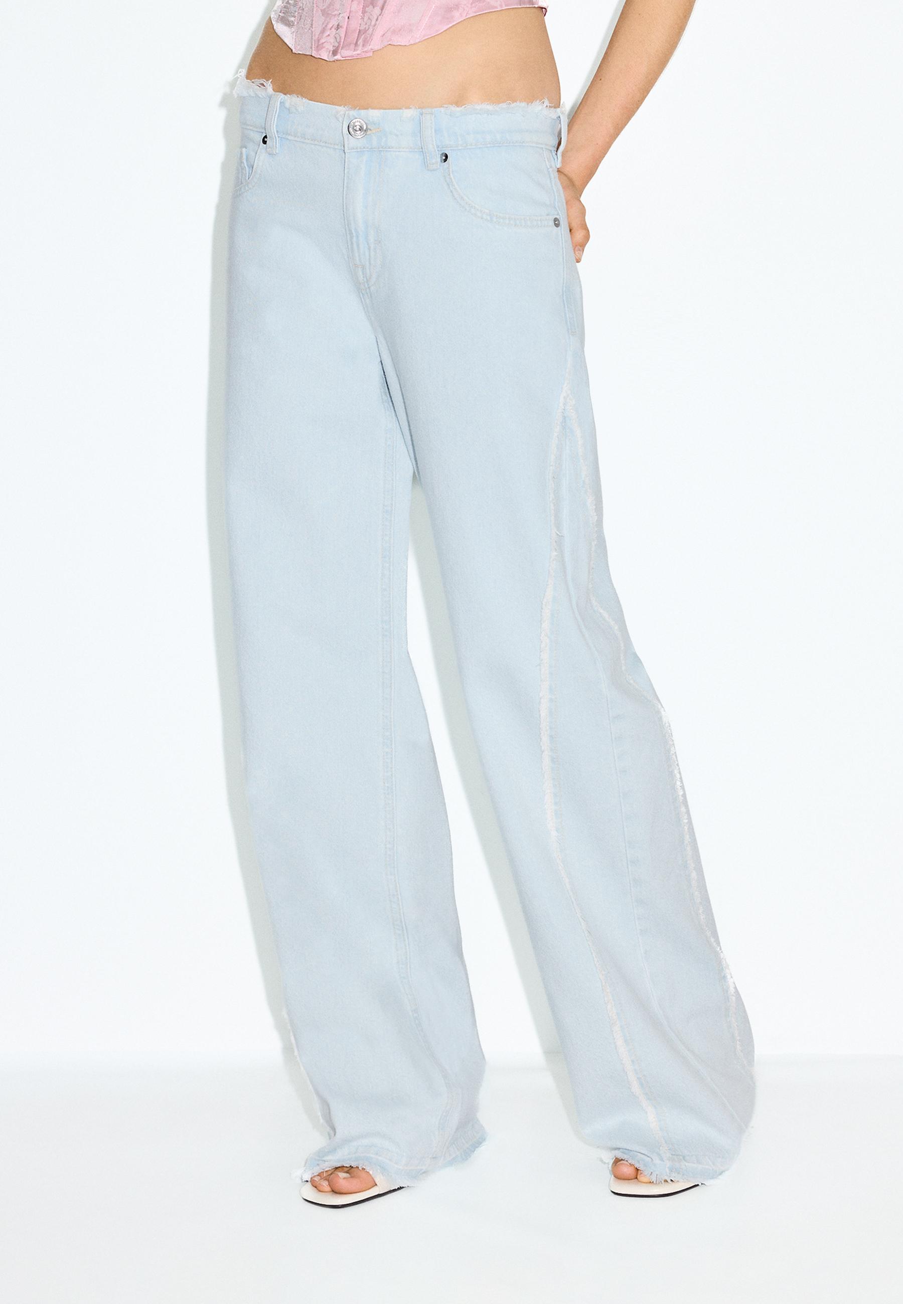 Low-waist wide-leg rework jeans — MEDIUM LIGHT BLUE DENIM