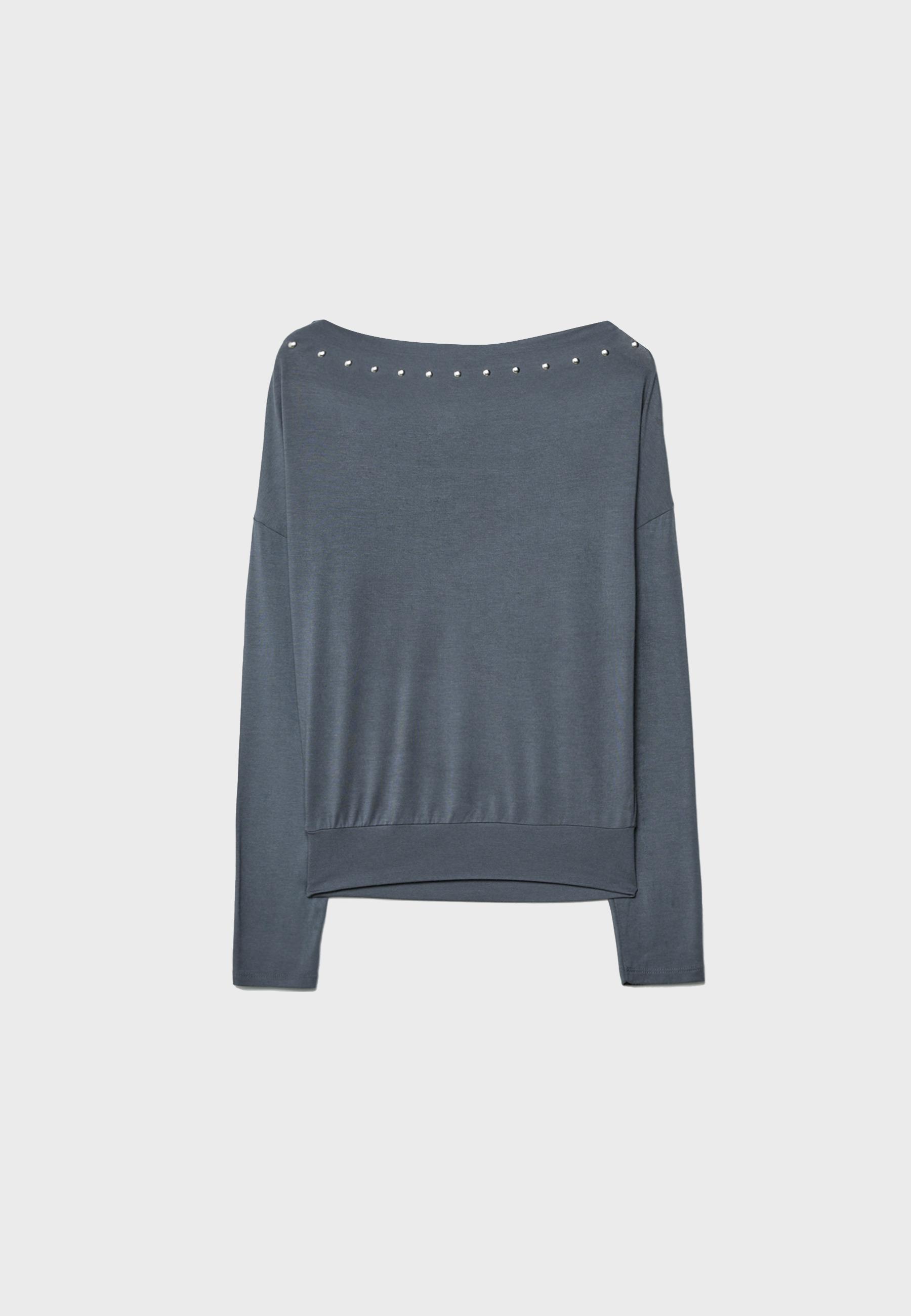 Asymmetric T-shirt with studs — Dark grey