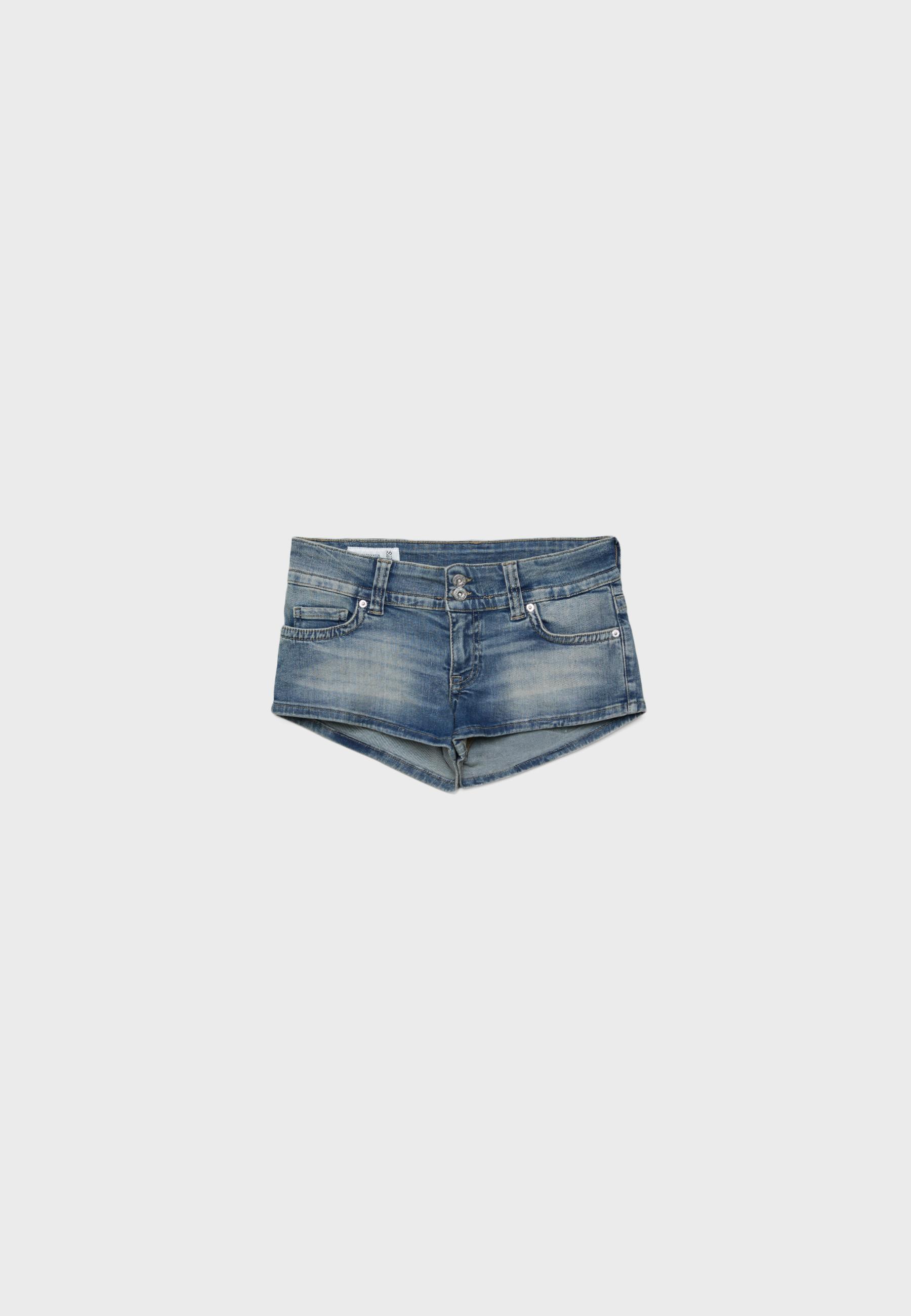 D76 denim mini shorts — OVERDYED BLUE DENIM