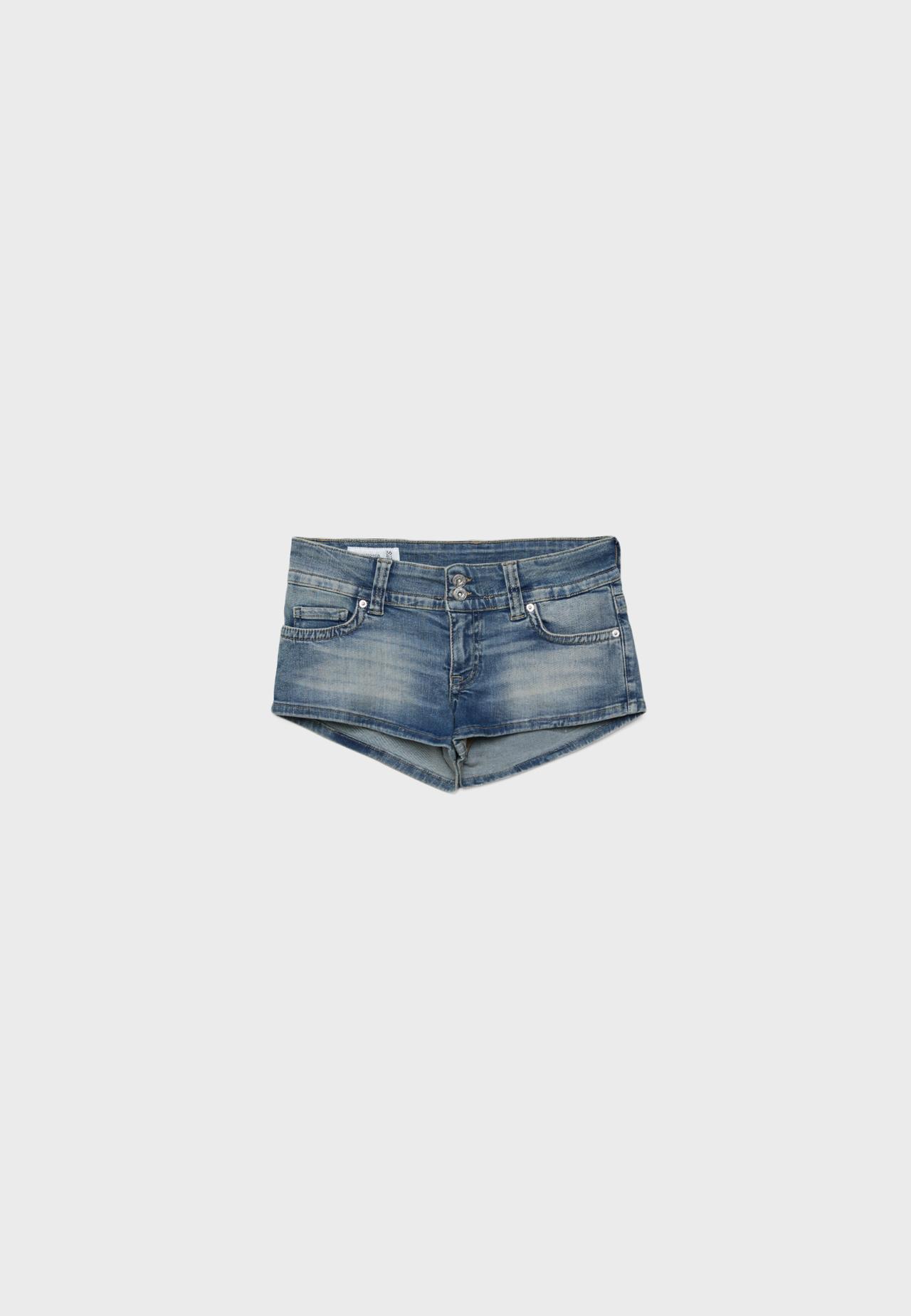 D76 denim mini shorts — OVERDYED BLUE DENIM