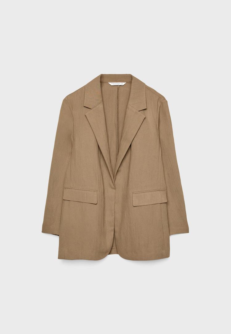 Buruşuk tasarımlı dökümlü regular fit blazer_5