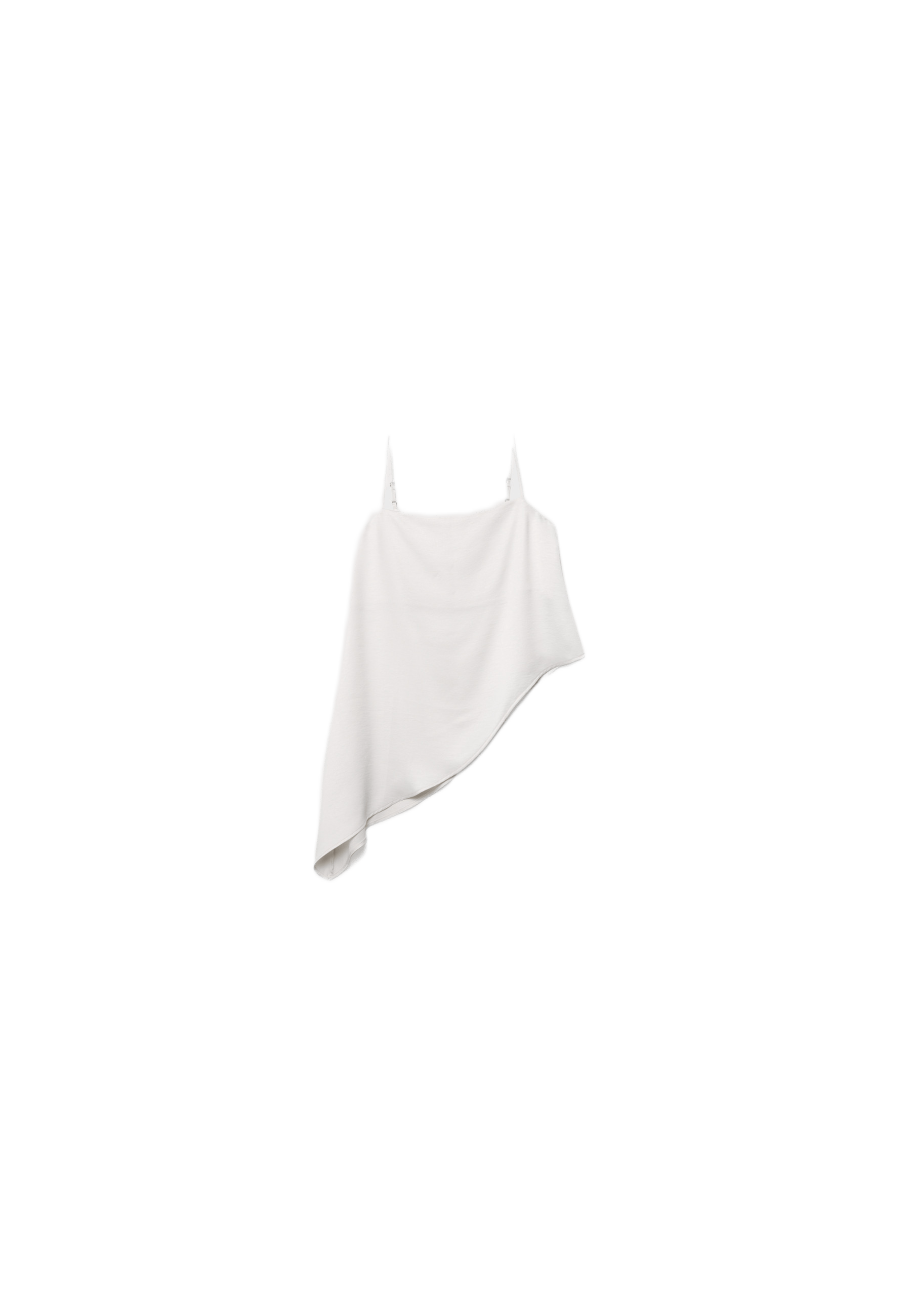 Satin asymmetric hem top — Ecru