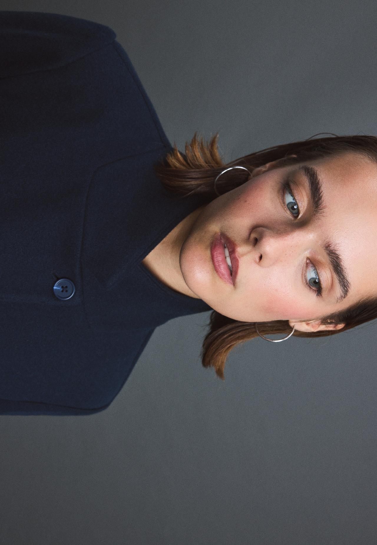Soft-touch straight coat — Dark blue