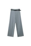 Düz kesim dökümlü kemerli pantolon - Görsel 22