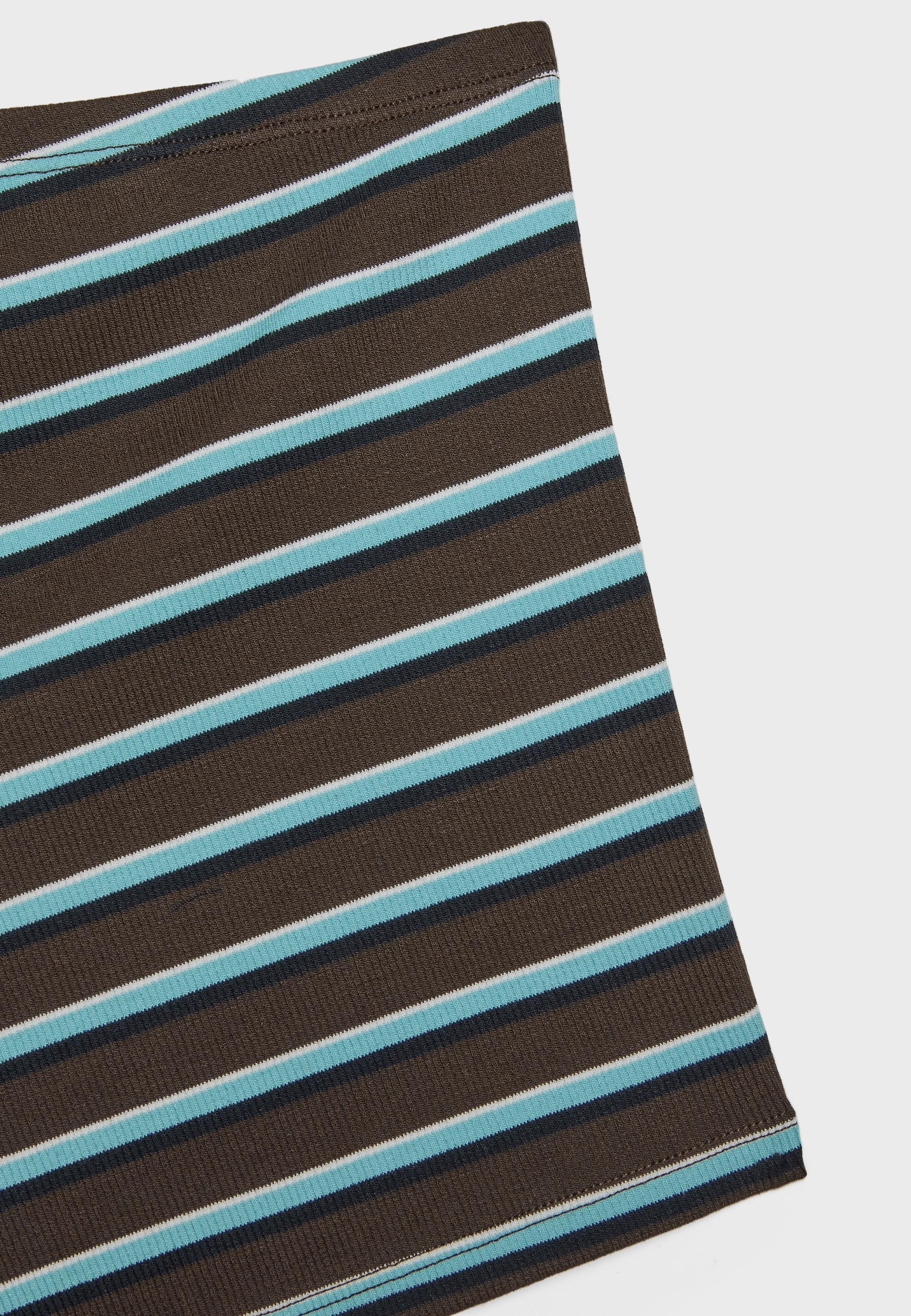 Ribbed striped mini shorts — Brown