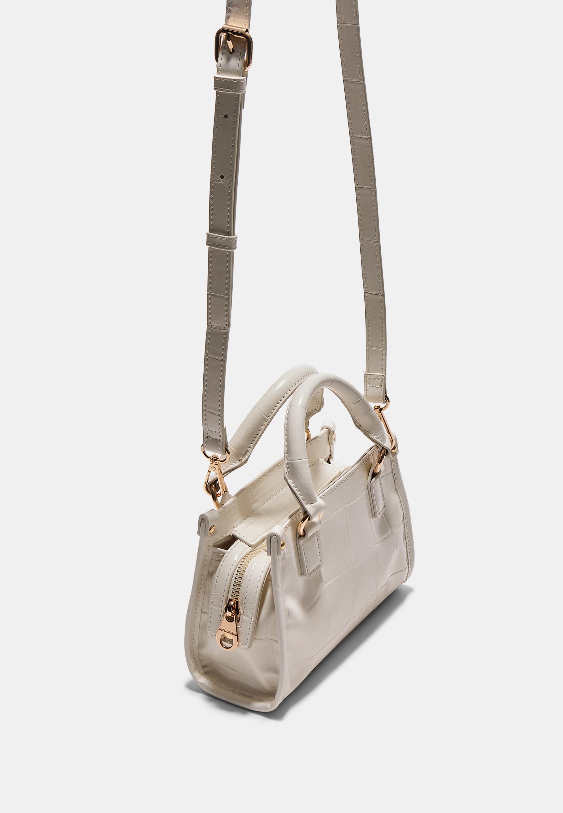 Timsah deseni görünümlü mini tote çapraz askılı çanta