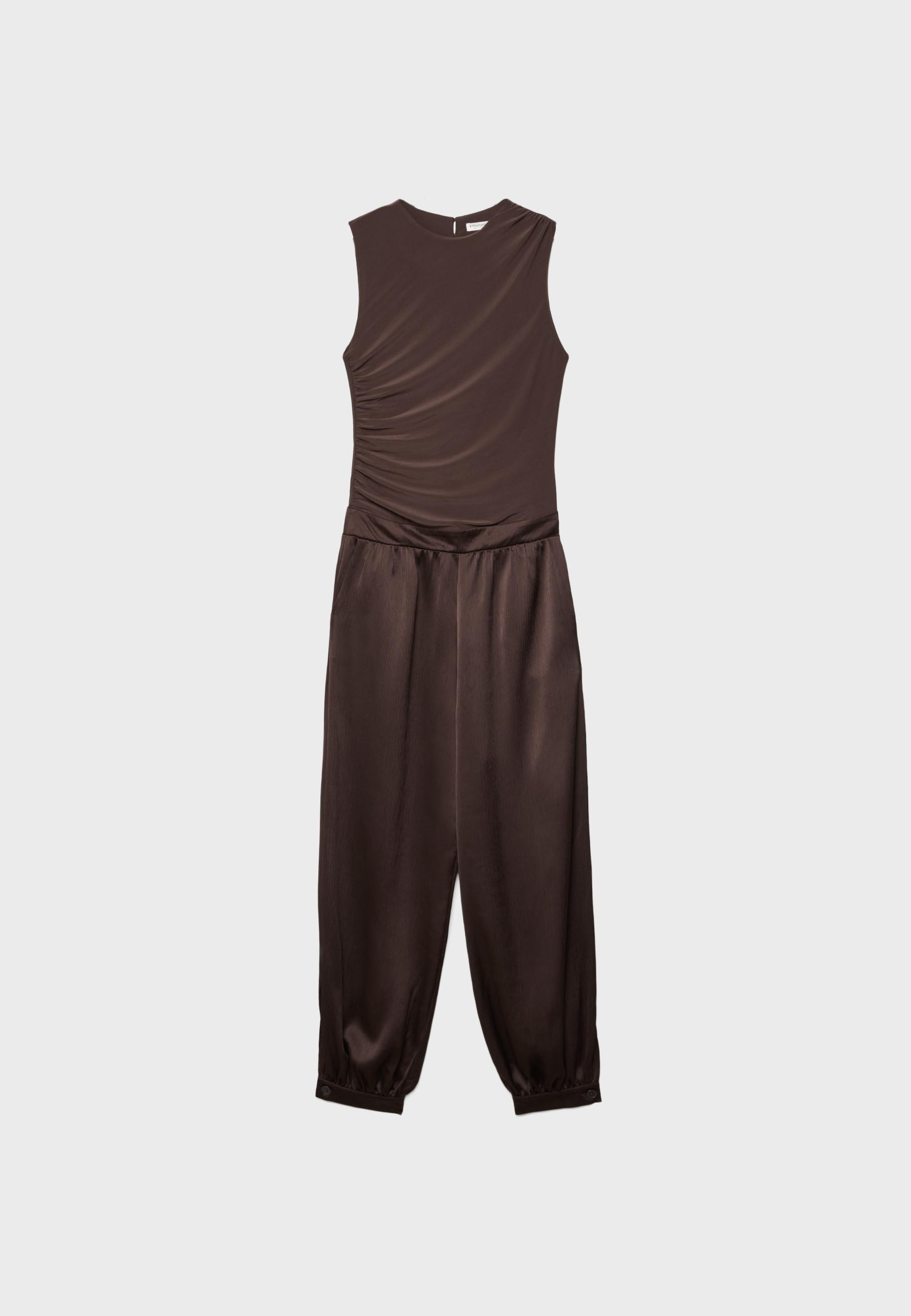 Satin halter jumpsuit — Brown