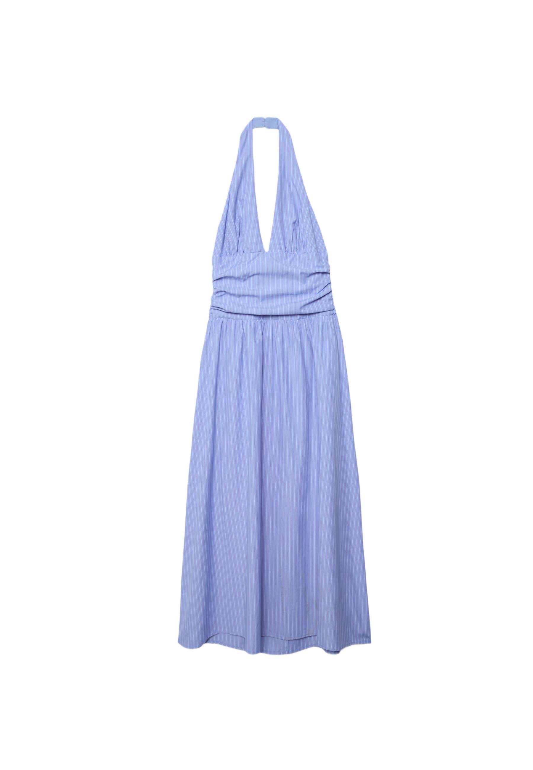 Halter poplin midi dress — Blue