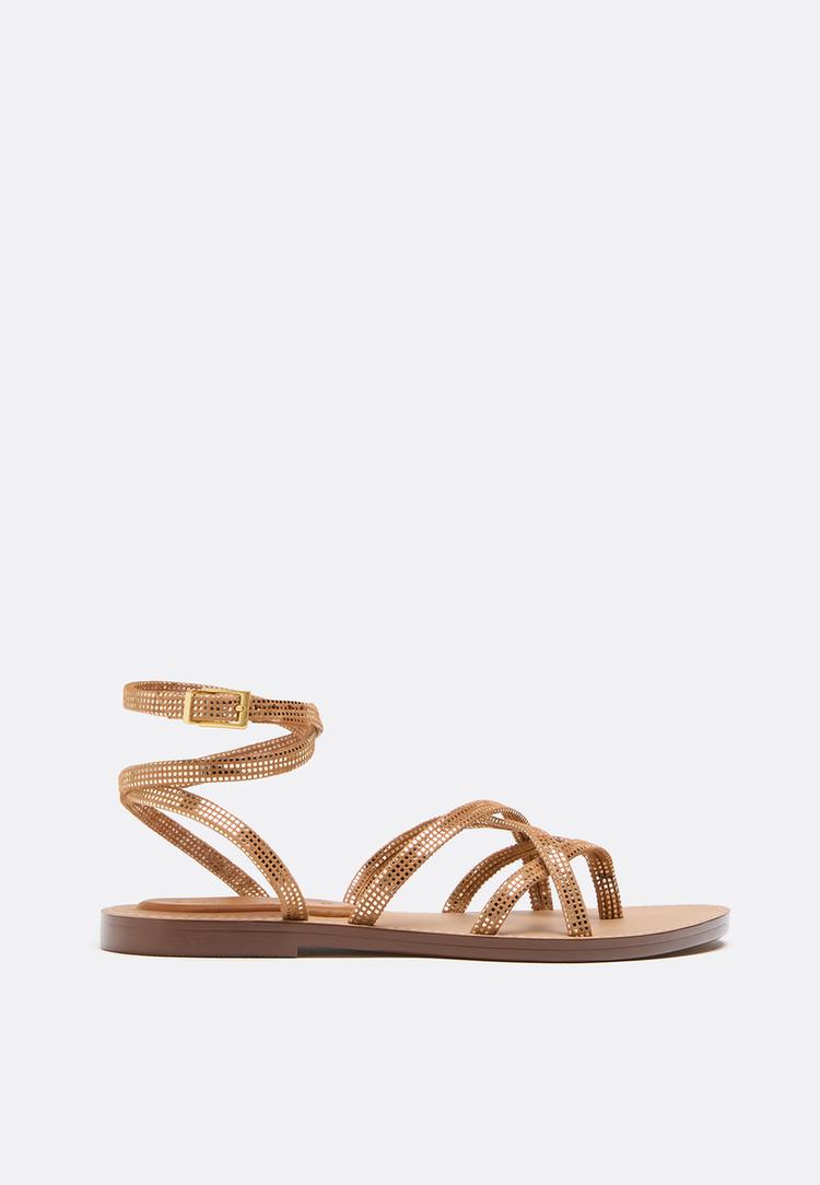 flat studded leather strap sandals