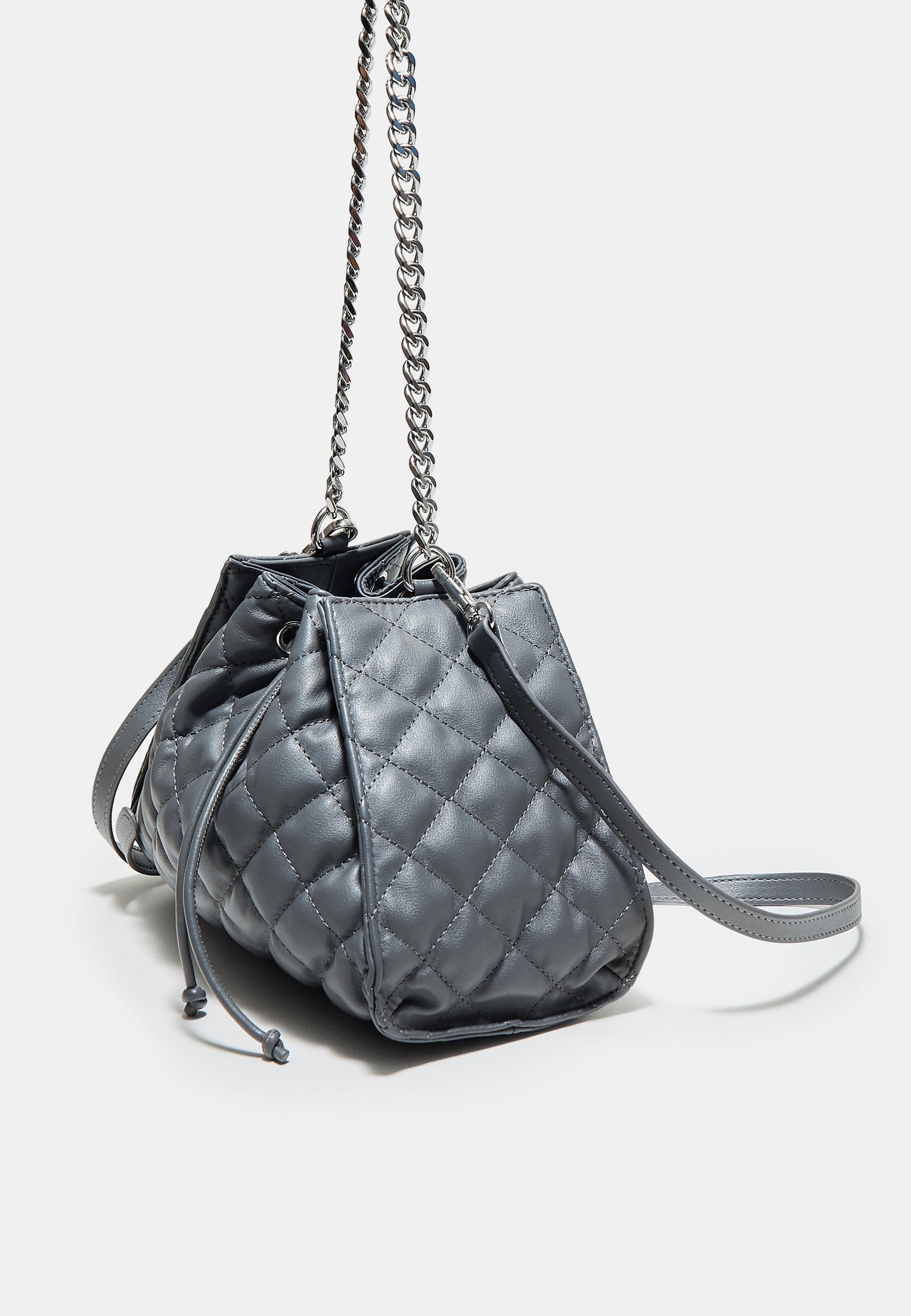 Quilted gathered shoulder bag — Dark grey