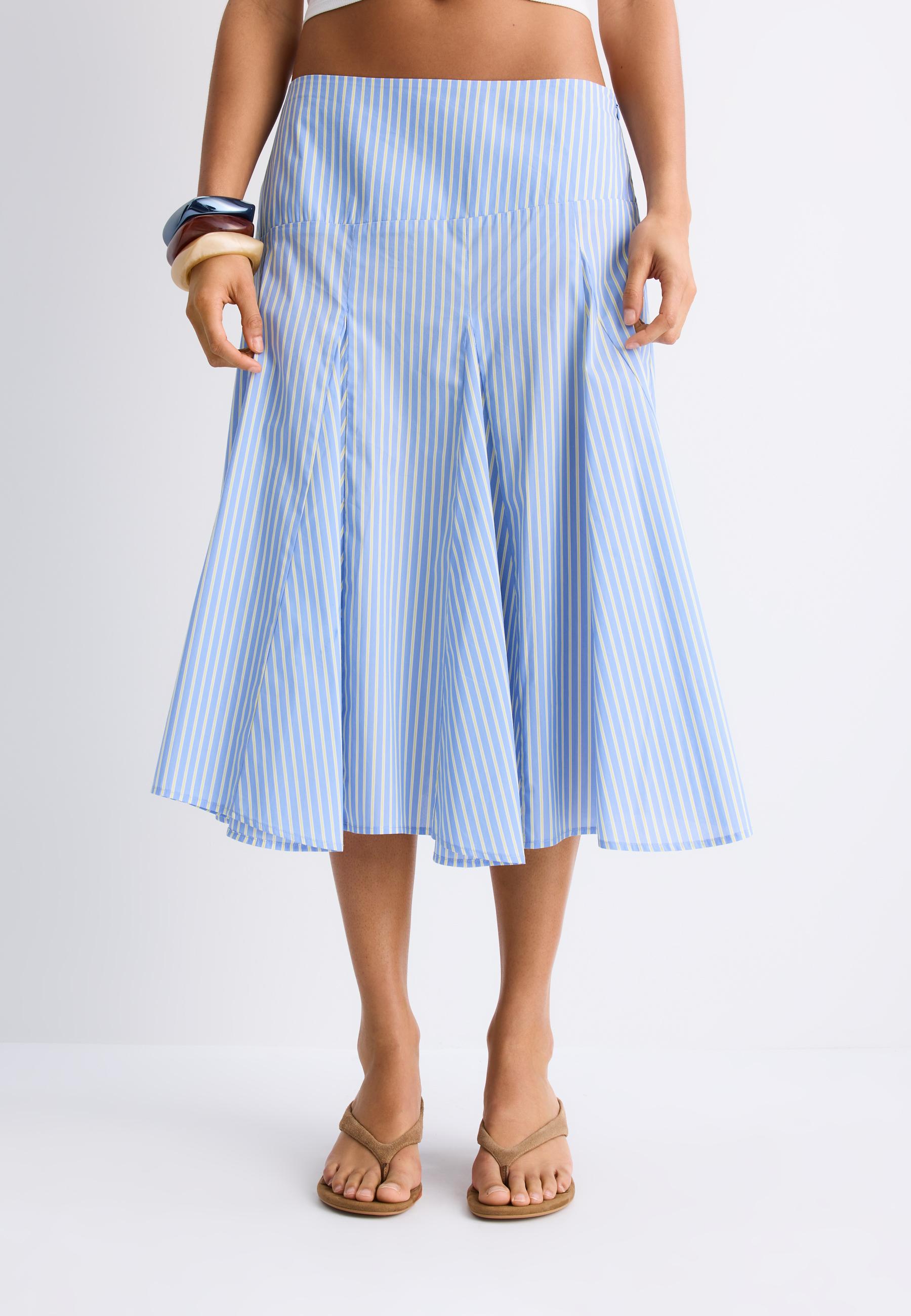 Poplin asymmetric midi skirt — Blue
