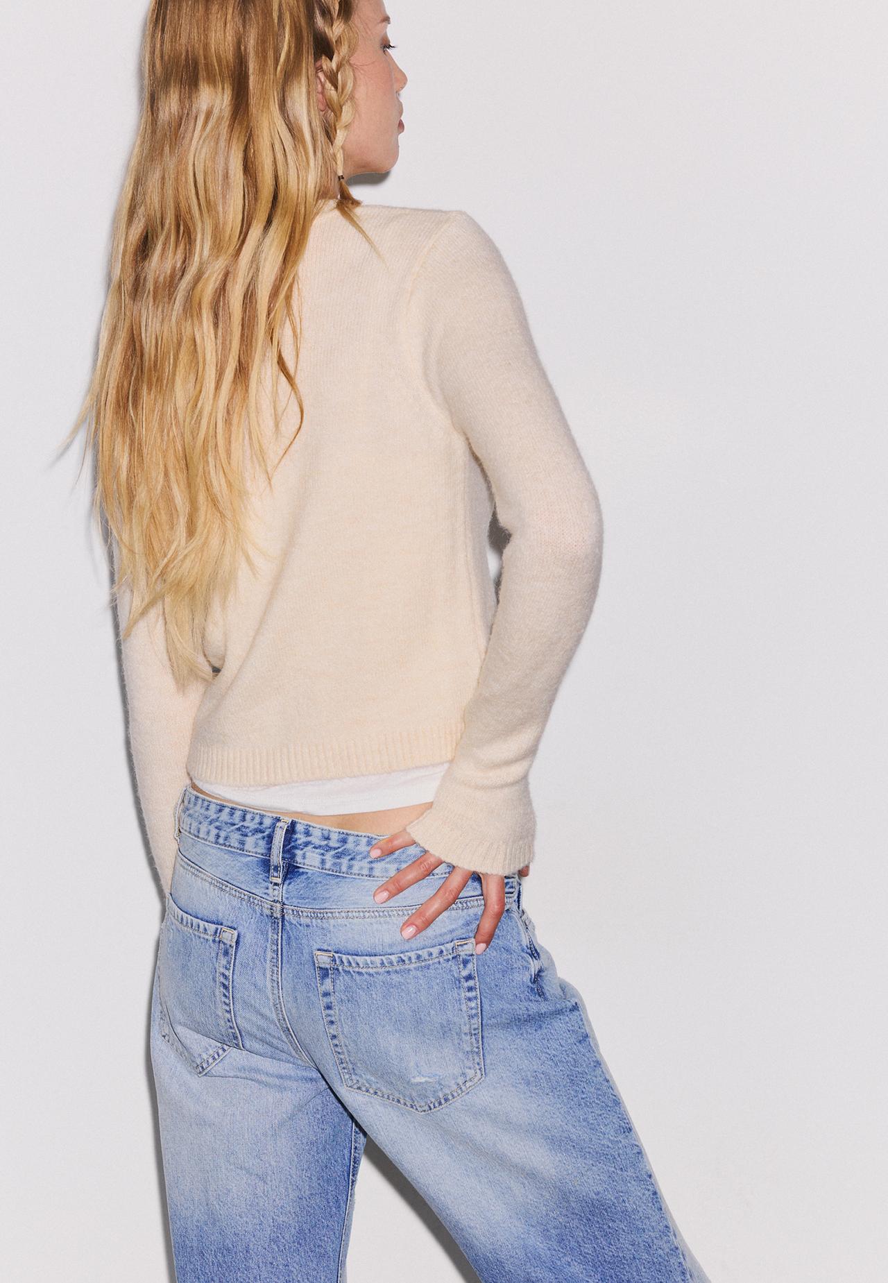 Button-up knit cardigan — Ecru