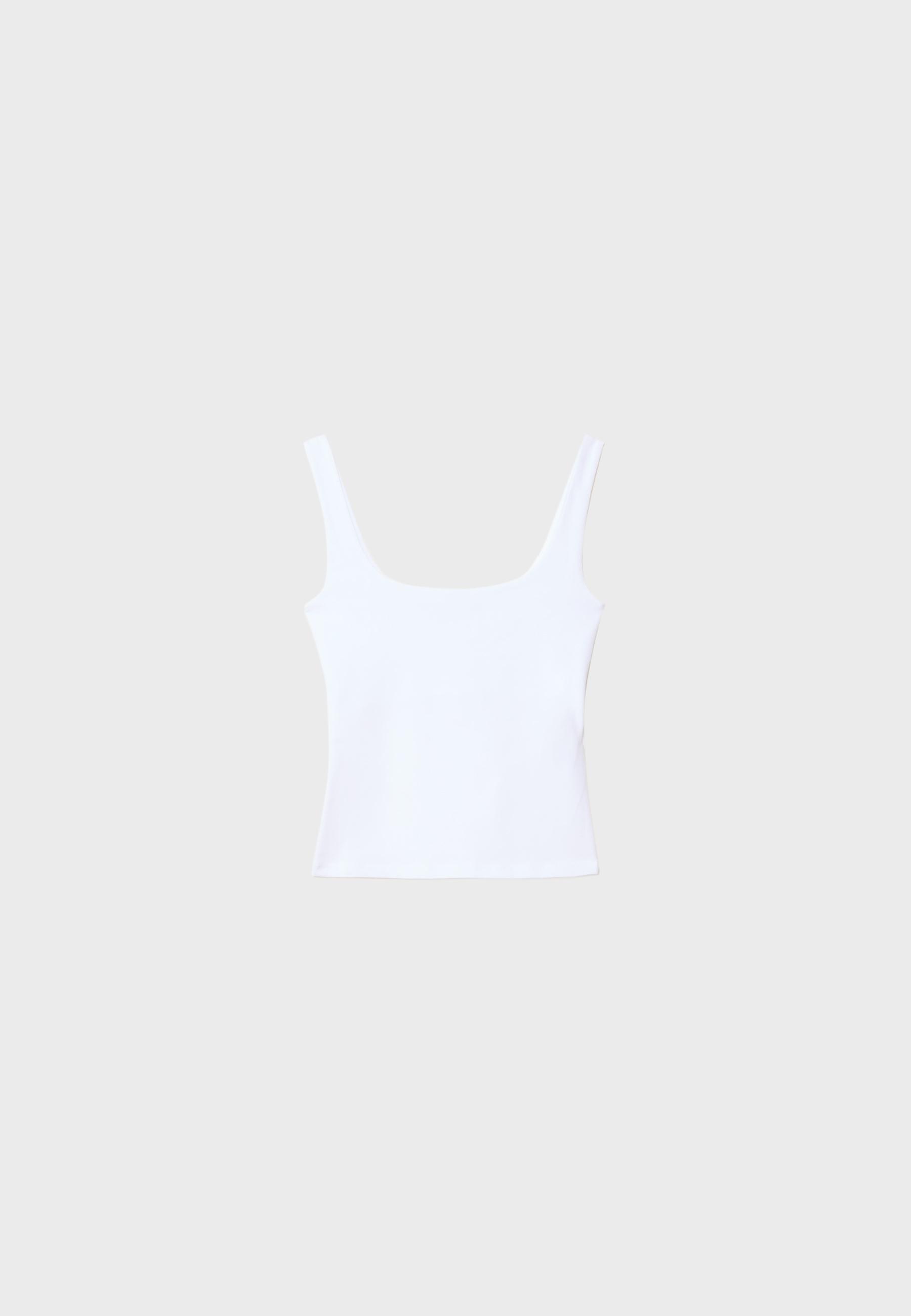 Wide strap top — White