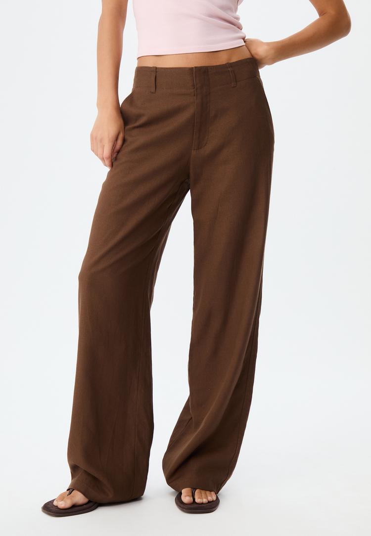 pantalon droit fluide avec lin