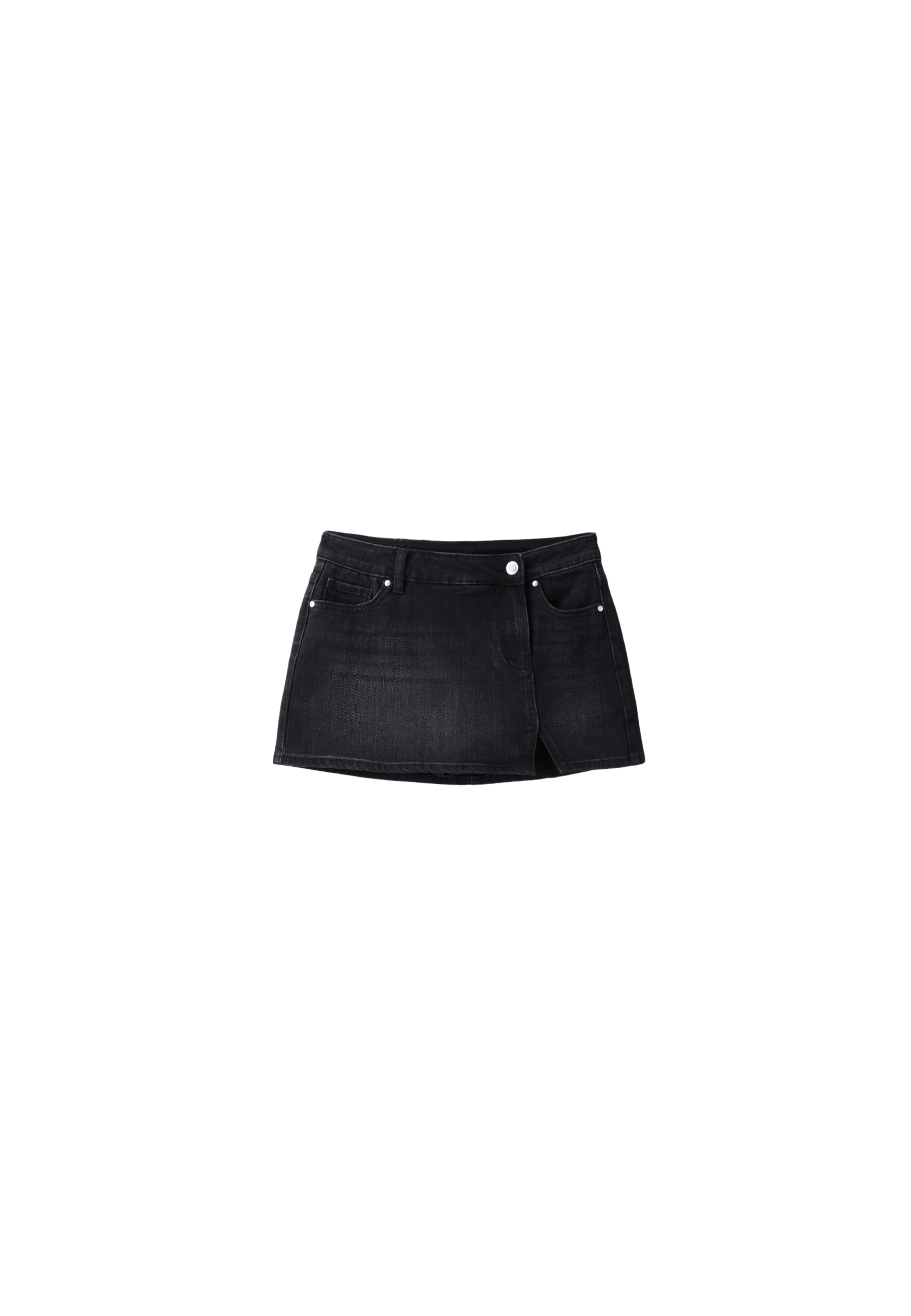 Mini crossover skort — BLACK DENIM WASH