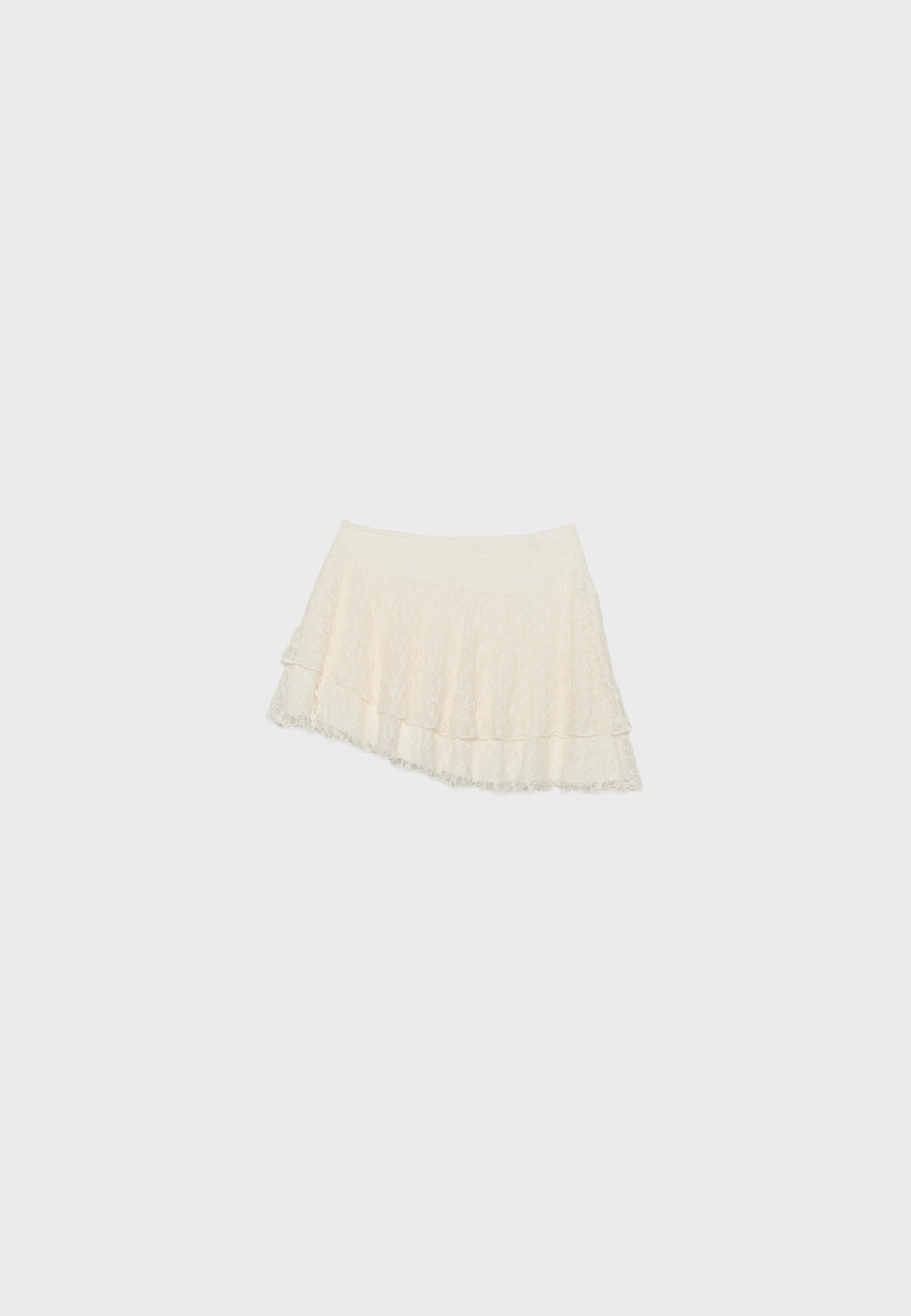 Lace mini skort — Vanilla